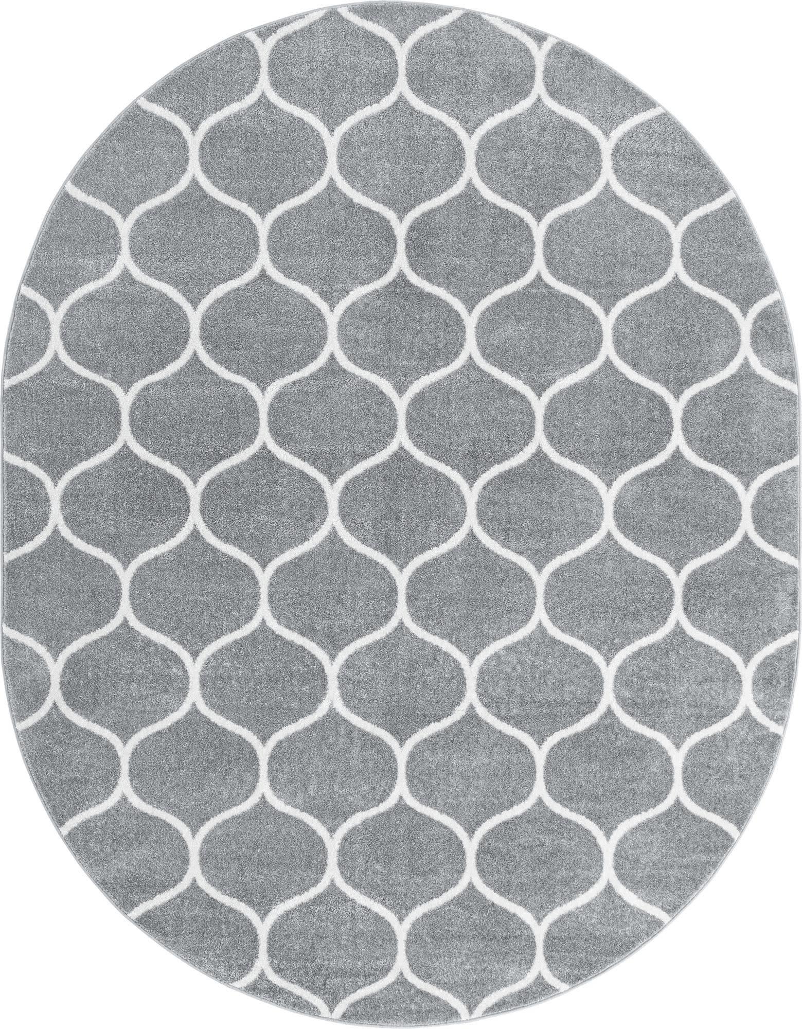 Unique Loom 7' 10 x 10' 0 Trellis Frieze Rounded Light Gray Area Rug