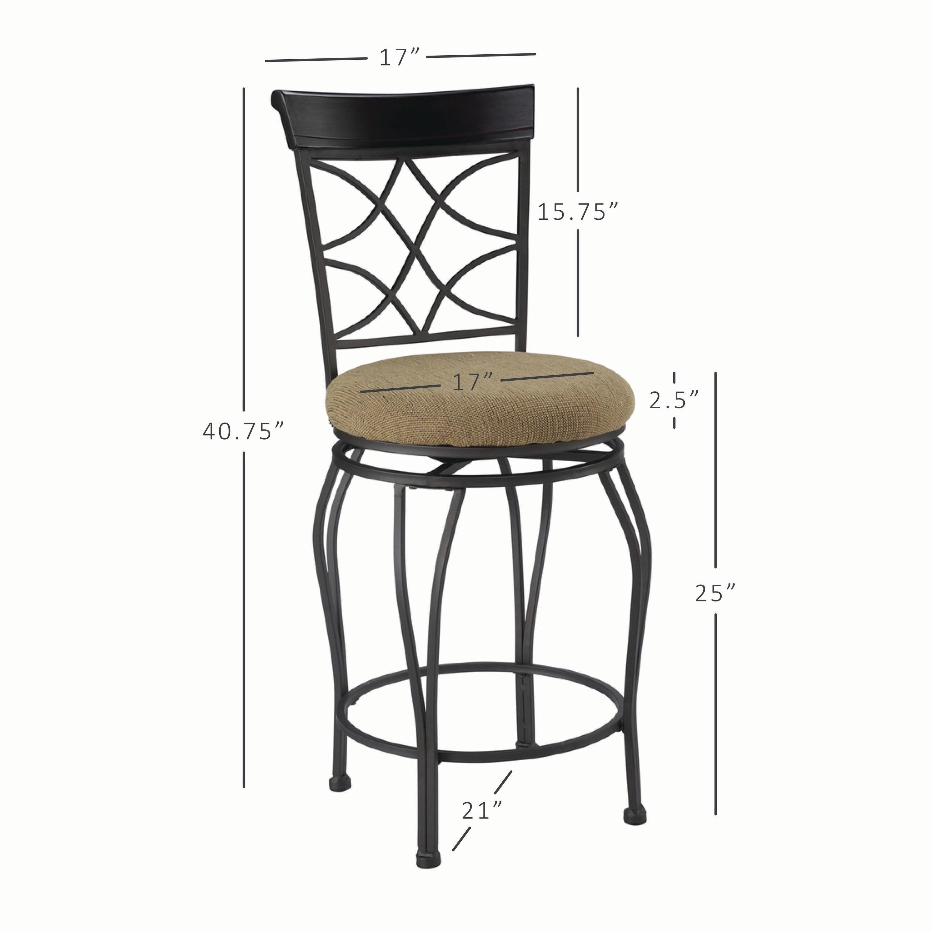 Linon Curves Counter Bar Stool, Metallic Brown, 24 inches Seat Height