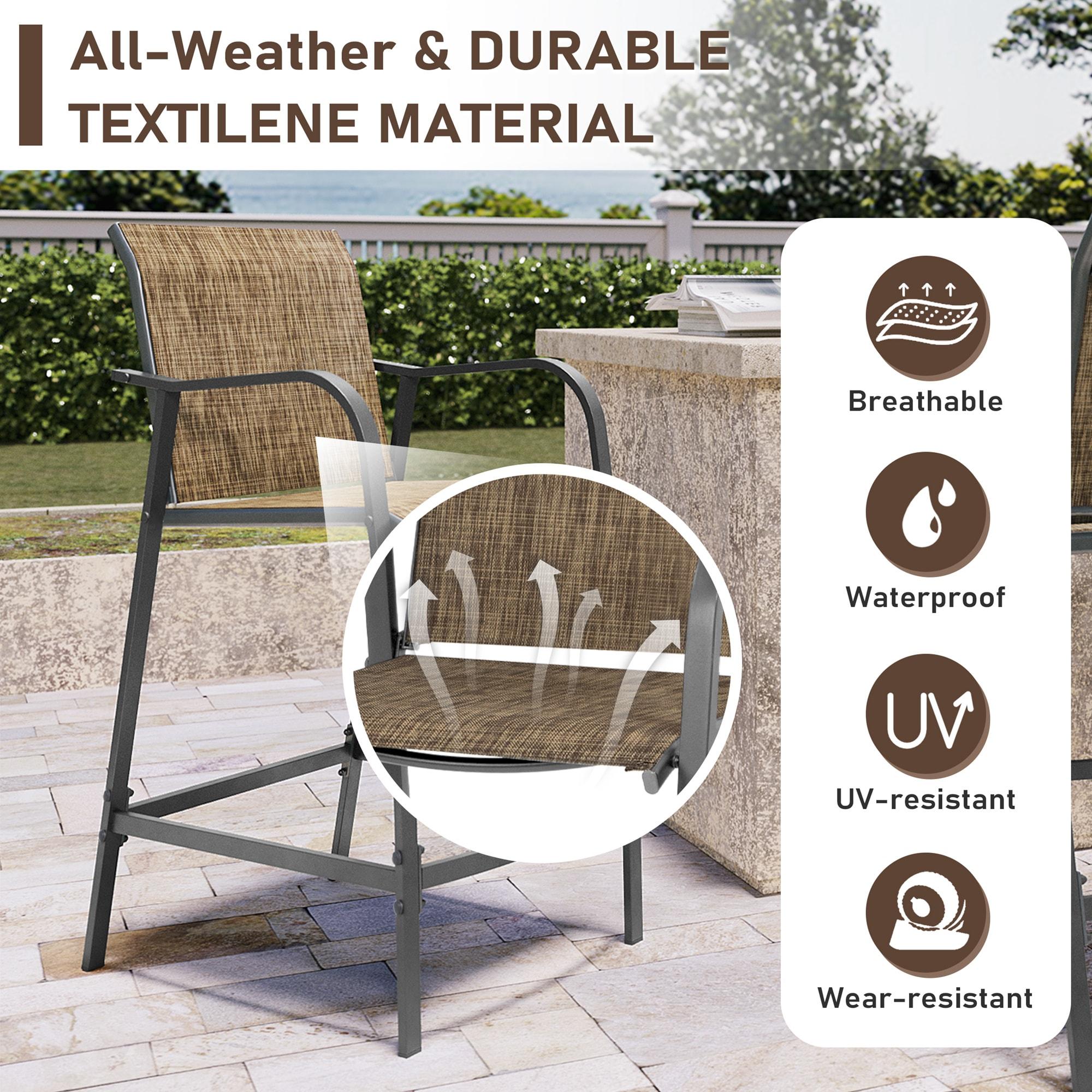 Crestlive Products Lightweight with Curved Backrest Weather-Resistant Bar Stools Set of 2, Earth