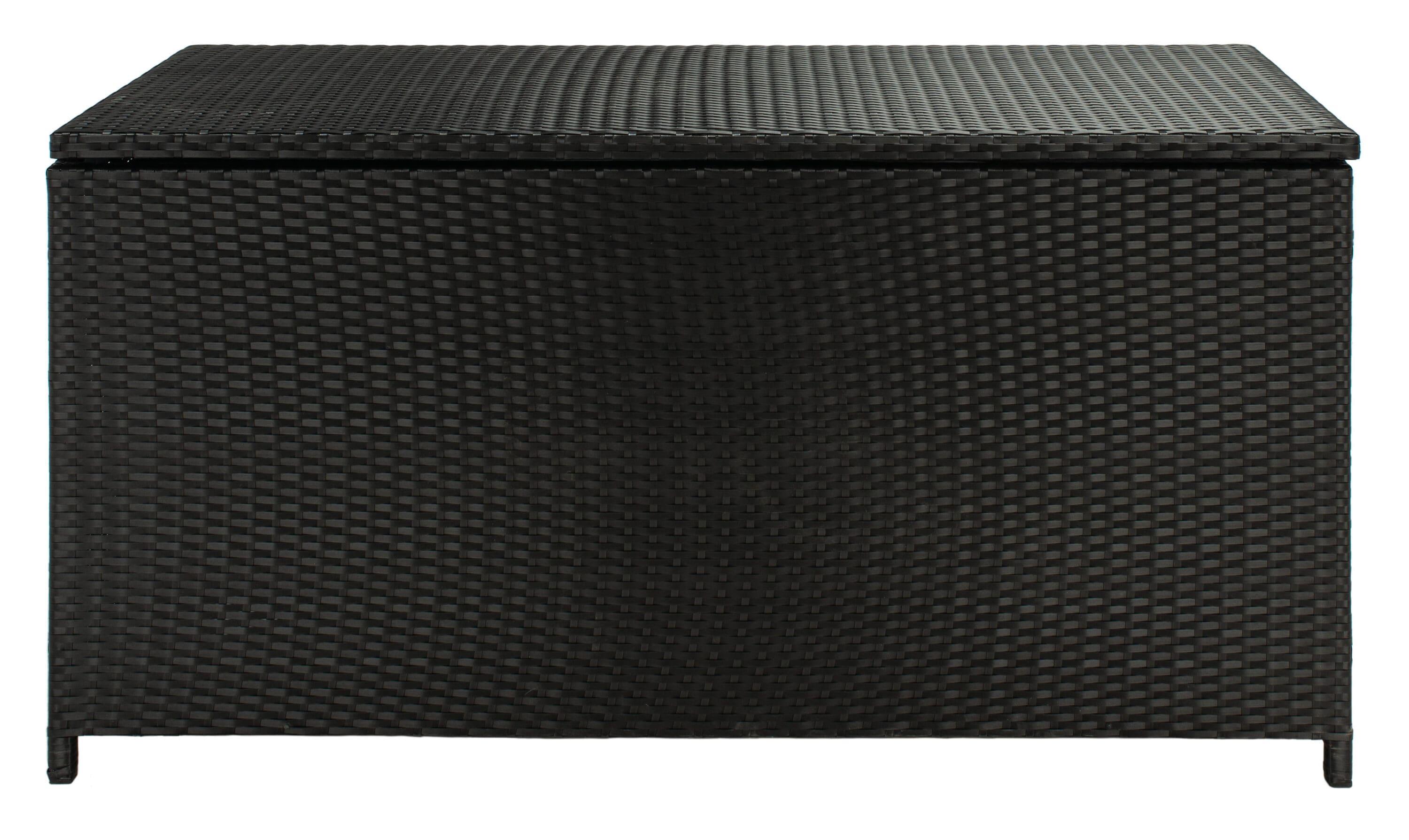 Oliveira Outdoor Cushion Deck Box - Black/White Cushion - Safavieh