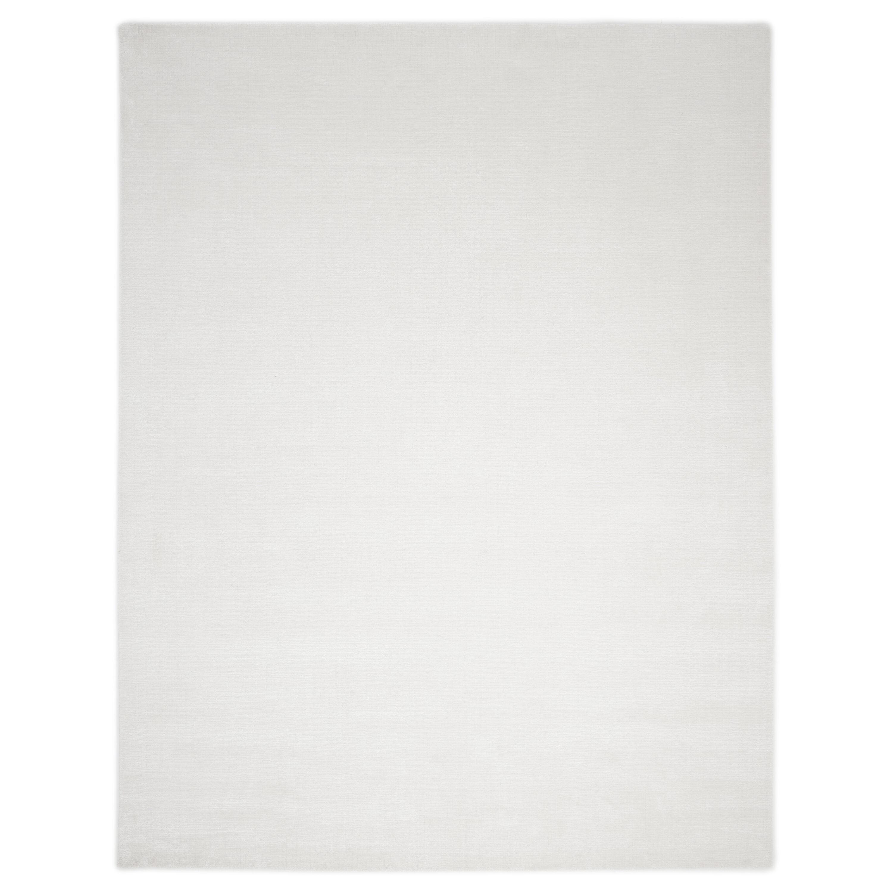 Elegant Handmade Ivory Stripe Wool & Viscose 10' x 14' Area Rug