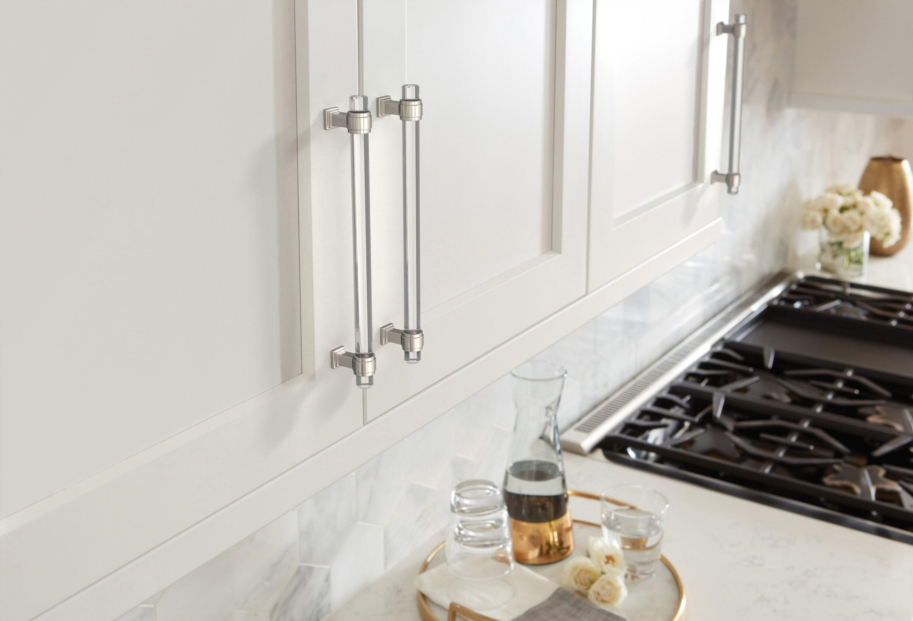 Amerock Glacio 8 inch (203mm) Center-to-Center Clear/Polished Nickel Cabinet Pull