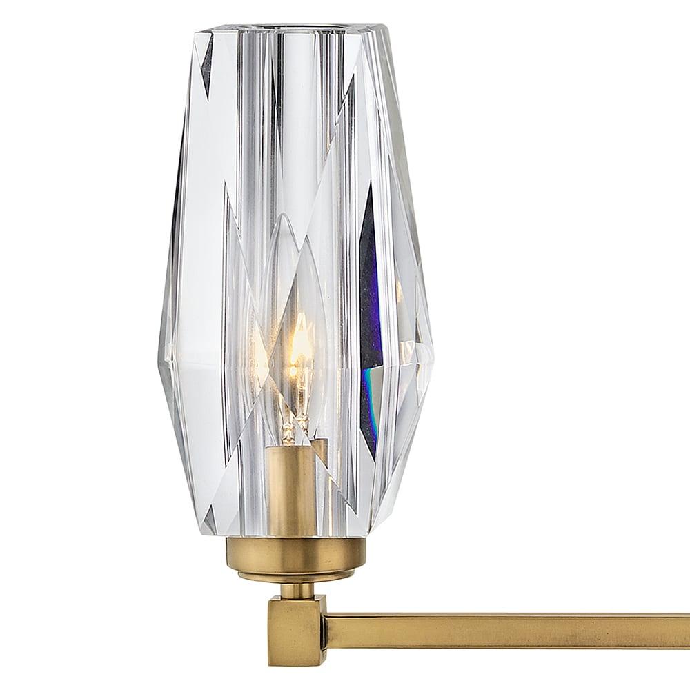 Hinkley Ana 3-Light Bath Vanity w/ Faceted Heavy-Cut Diamond-Shaped Crystal Shades - Heritage Brass