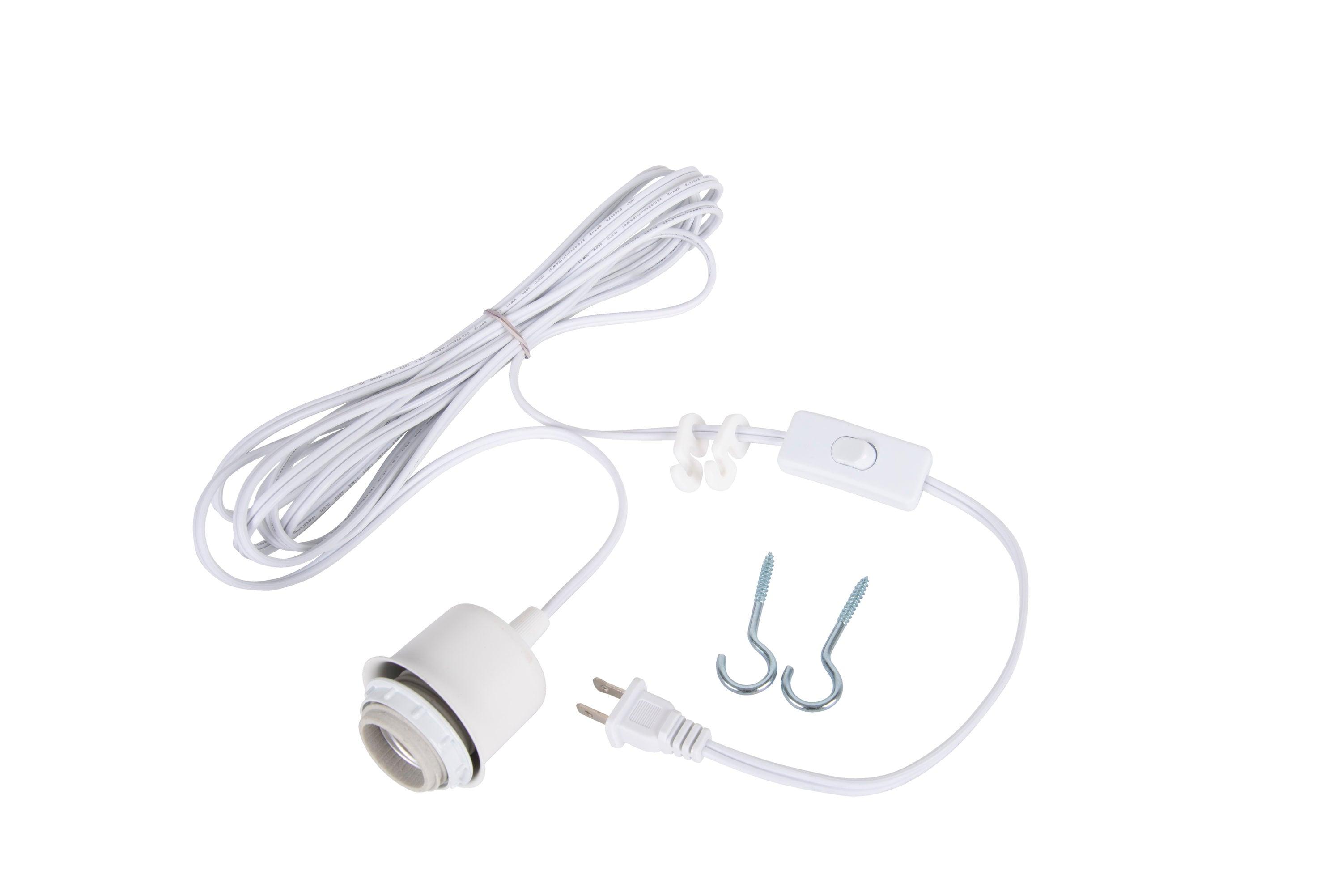 White Glass Swag Pendant Lighting Kit with Hooks