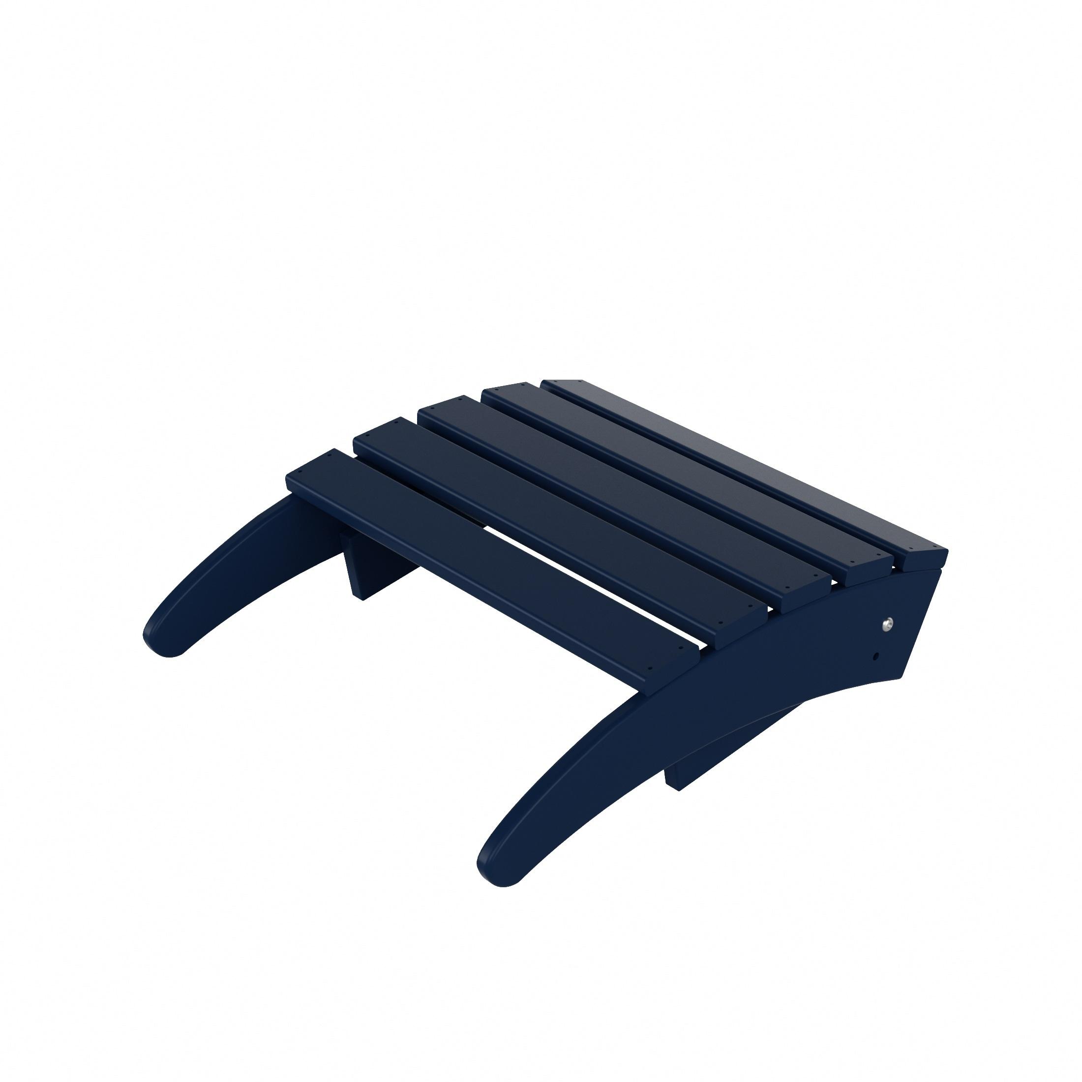 Polytrends  Laguna Hdpe All Weather Outdoor Patio Foldable Ottoman Navy Blue