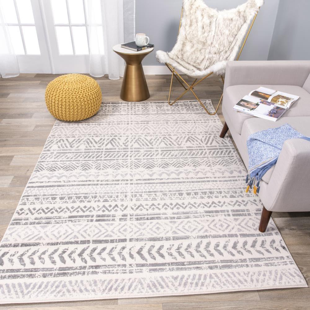 World Rug Gallery Geometric Distressed Bohemian Gray 6'6" x 9' Area Rug