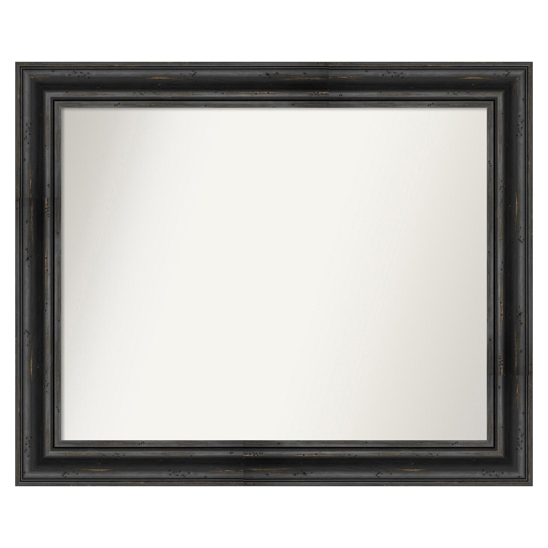 Amanti Art Rustic Pine Black Non-Beveled Wood Bathroom Wall Mirror 27.5 x 33.5 in.