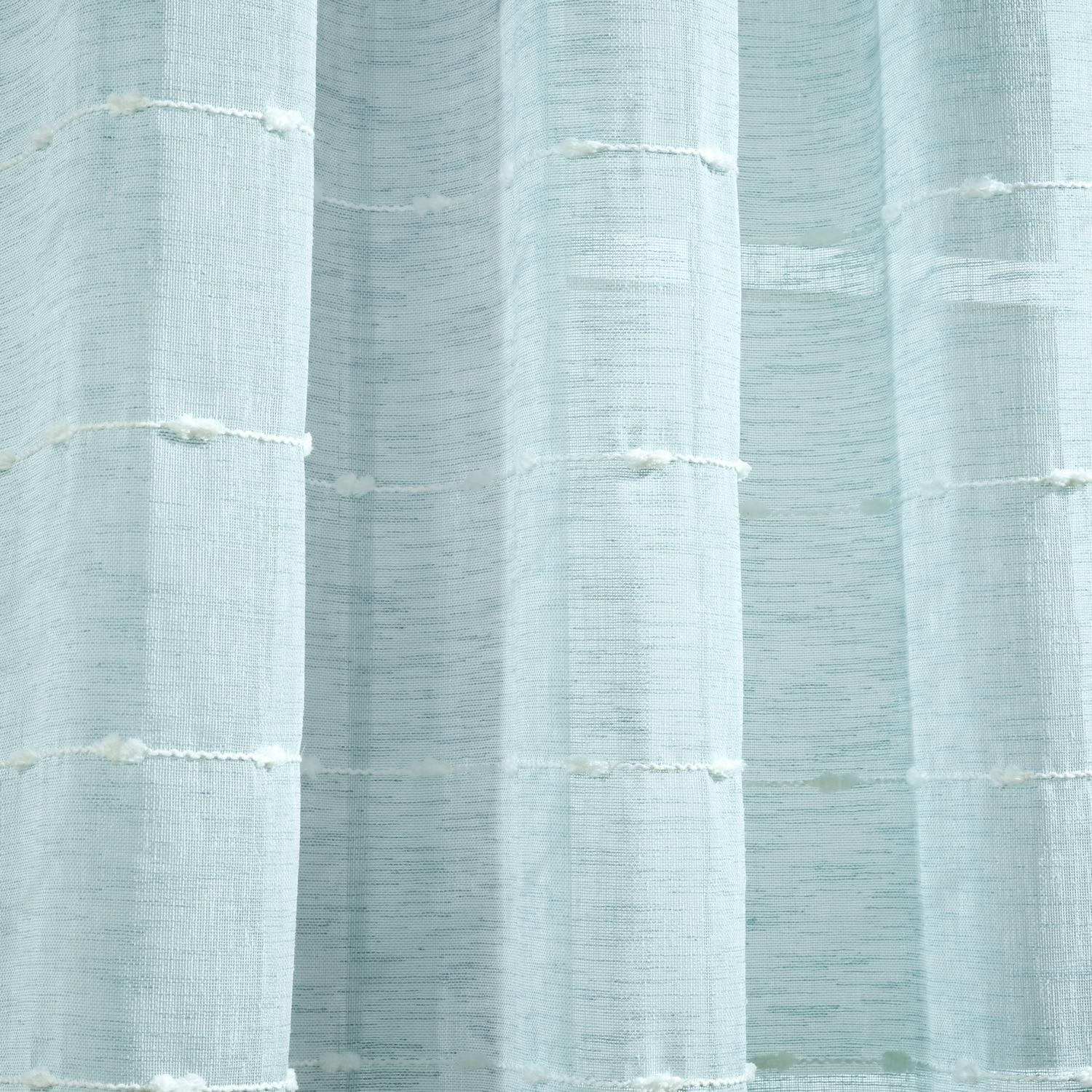 Farmhouse Textured Polyester Sheer Curtain Pair (Set of 2)