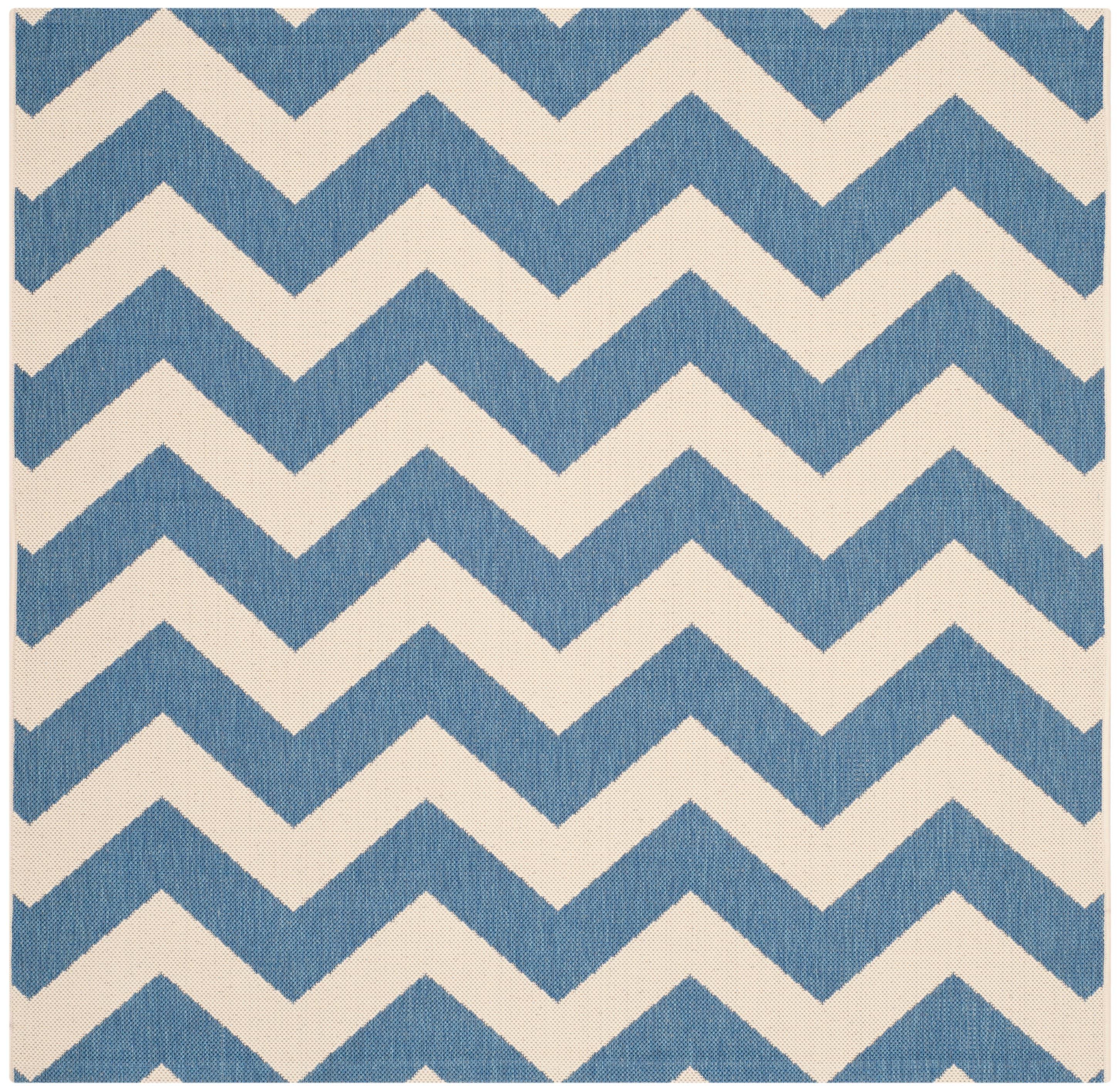 Courtyard CY6244 Power Loomed Indoor and Outdoor Area Rug - Blue/Beige - 6'7"x6'7" - Safavieh
