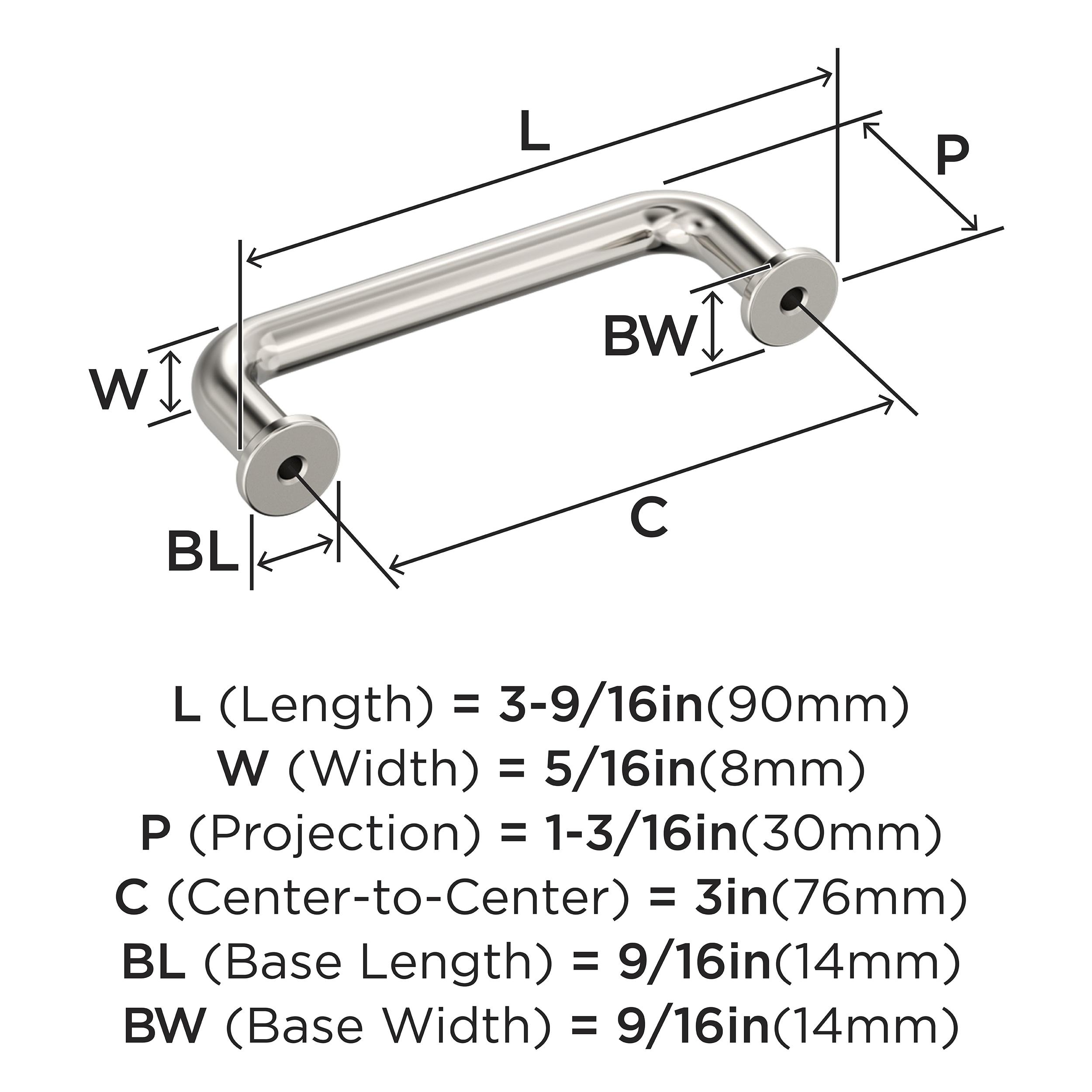 Amerock Factor 3 inch (76mm) Center-to-Center Polished Nickel Cabinet Pull