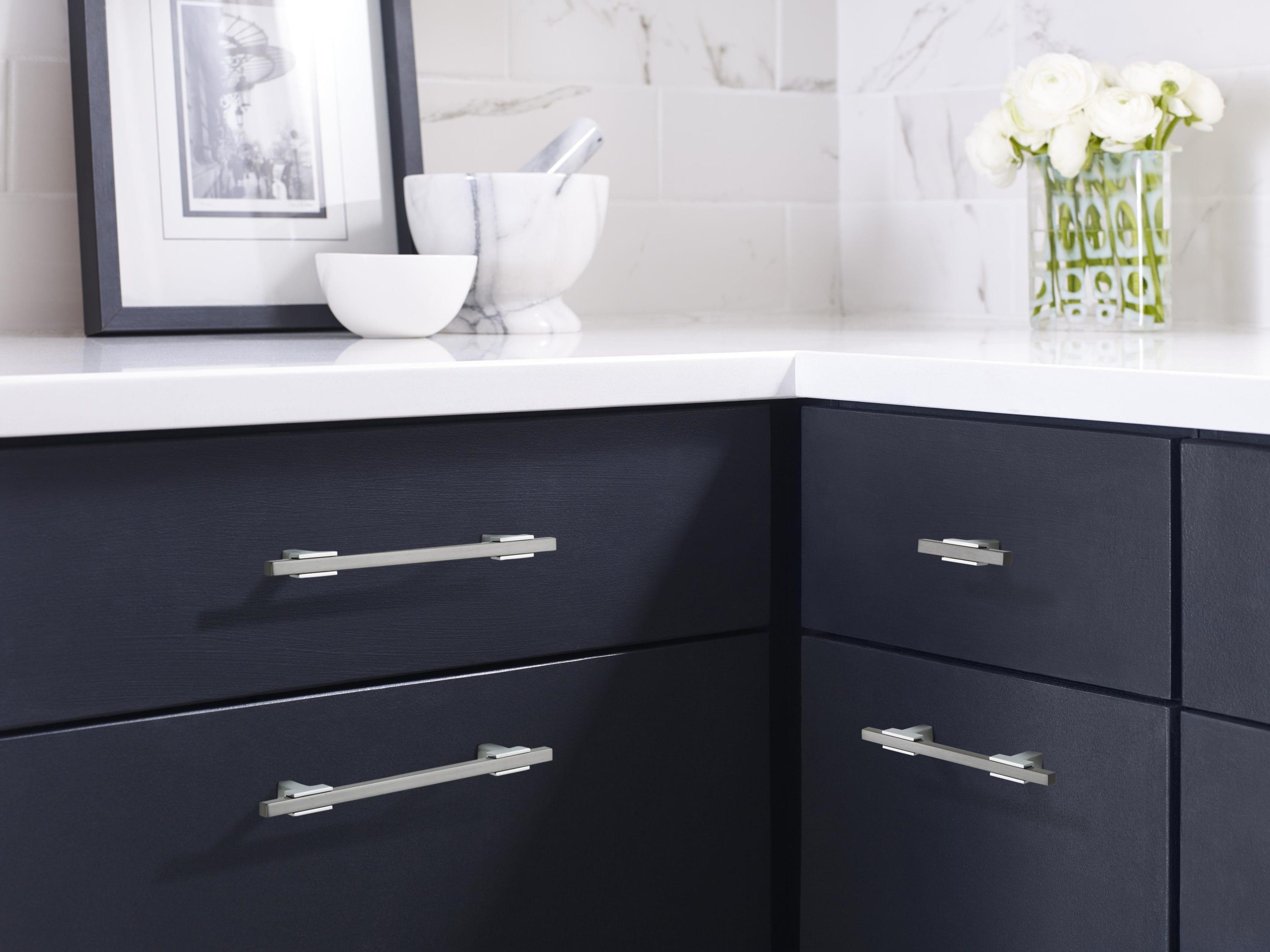 Amerock Urbanite 6-5/16 inch (160mm) Center-to-Center Polished Chrome/Black Chrome Cabinet Pull