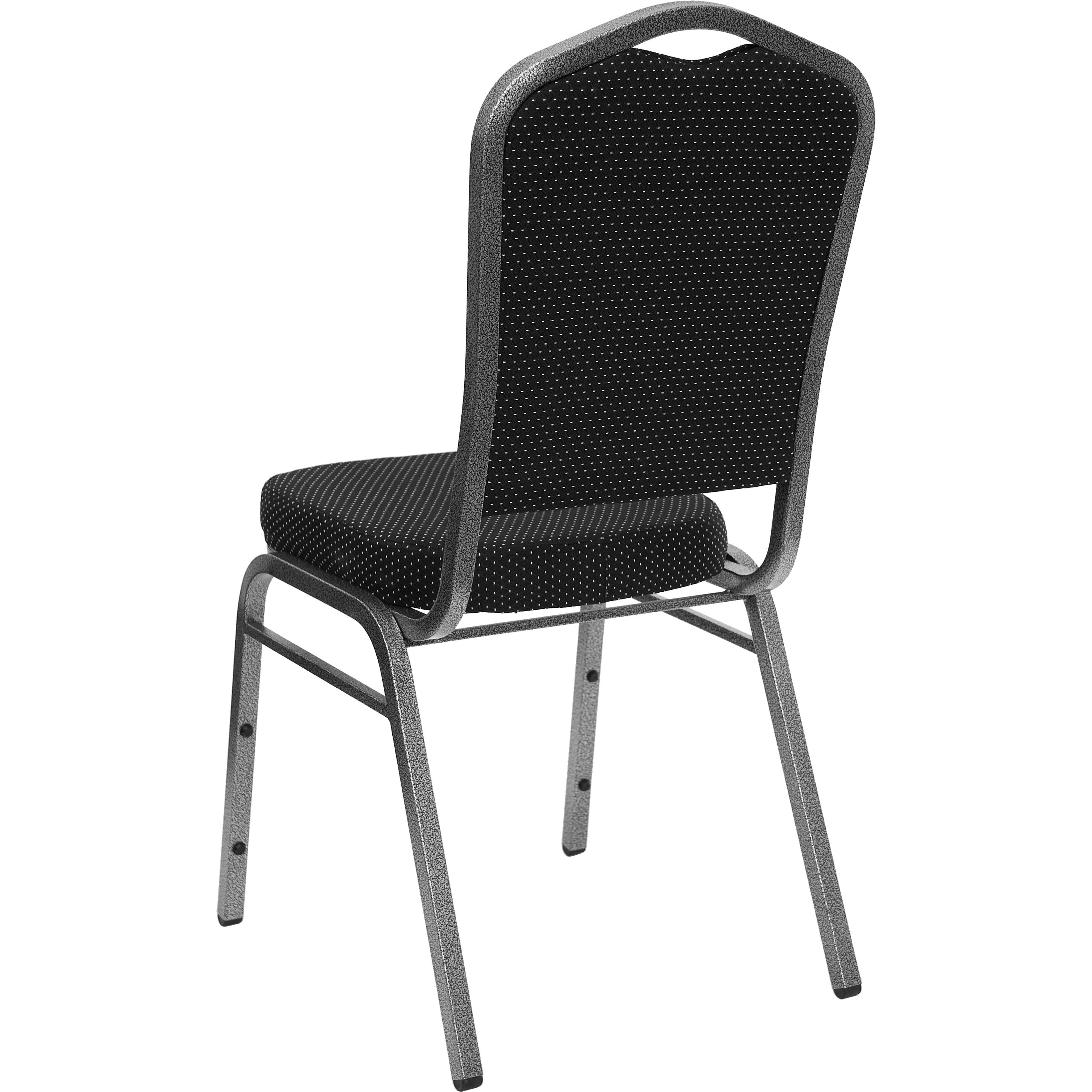 Black Diamond Fabric and Silver Vein Steel Stacking Banquet Chair