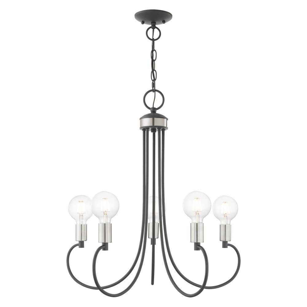 Mini Bari 5-Light Scandinavian Gray Crystal Candle Chandelier