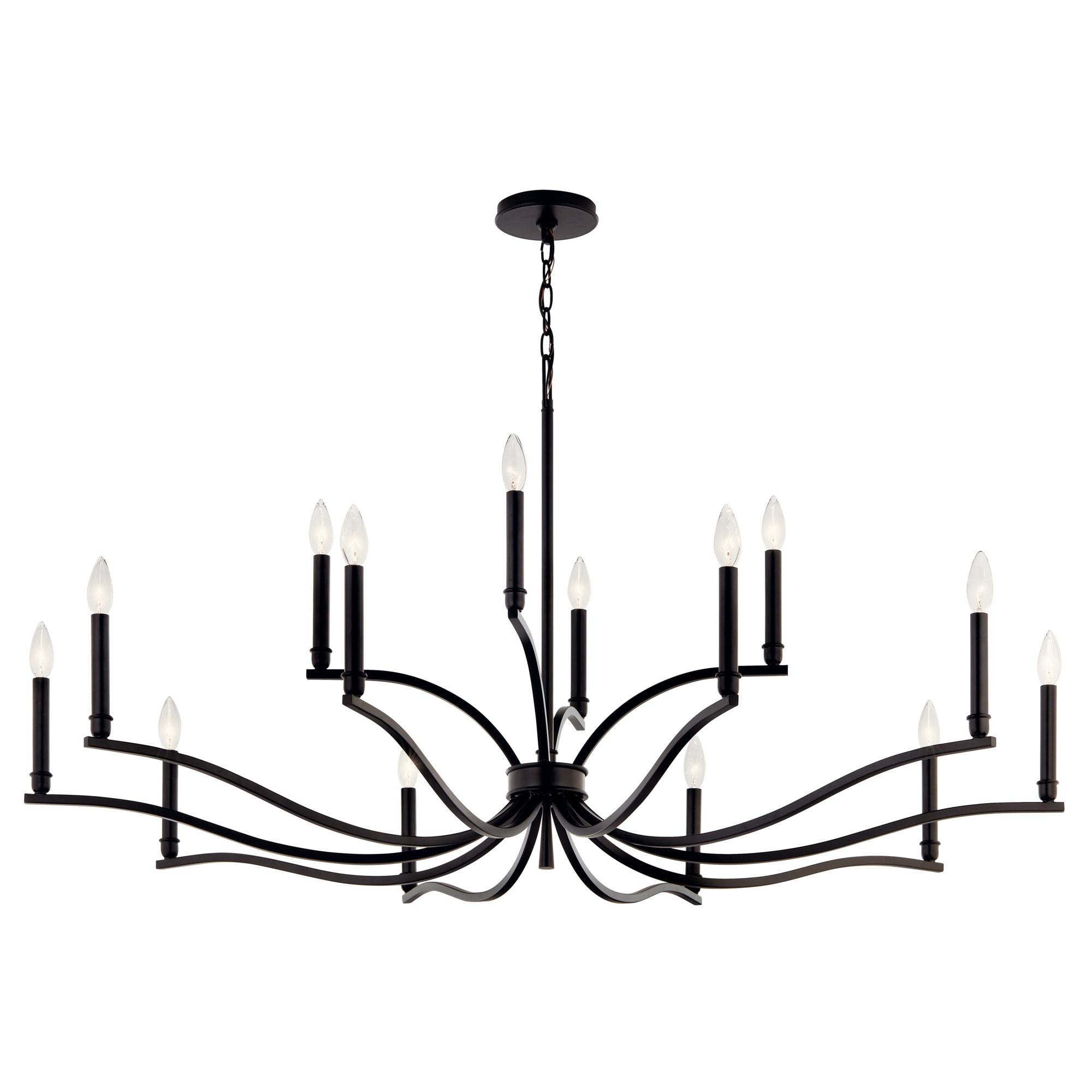 Malene Black 14-Light 2-Tier Candle Chandelier