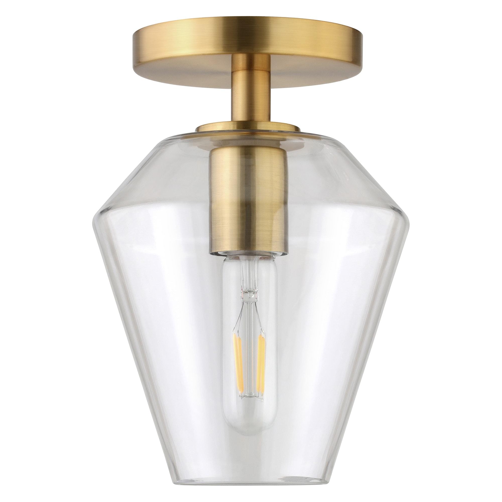 Evelyn&Zoe 7" Gold Semi Flush Mount