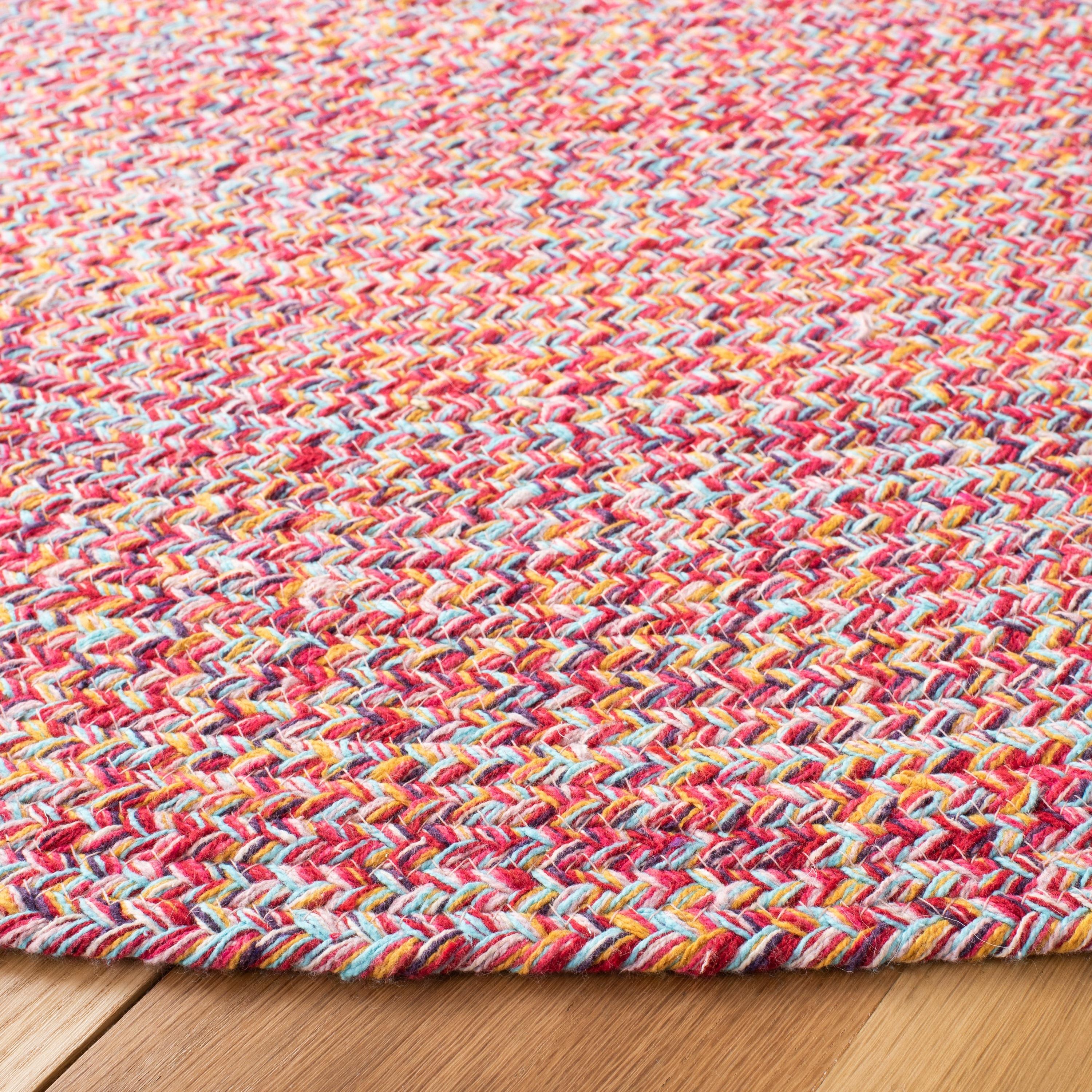 Braided BRD452 Hand Woven Indoor Accent Rug - Pink/Fuchsia - 3' Round - Safavieh