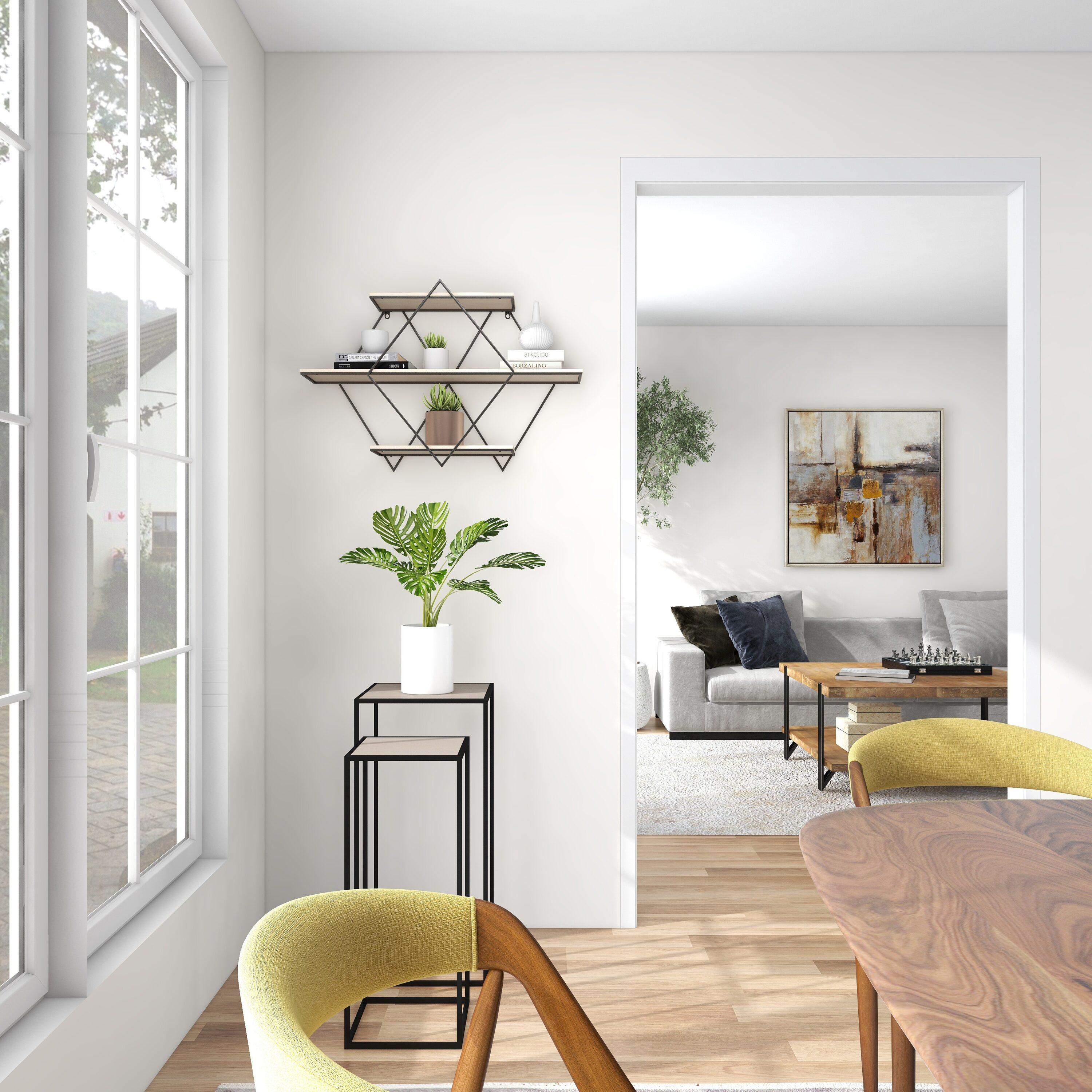 DecMode Brown Wood Contemporary Wall Shelf