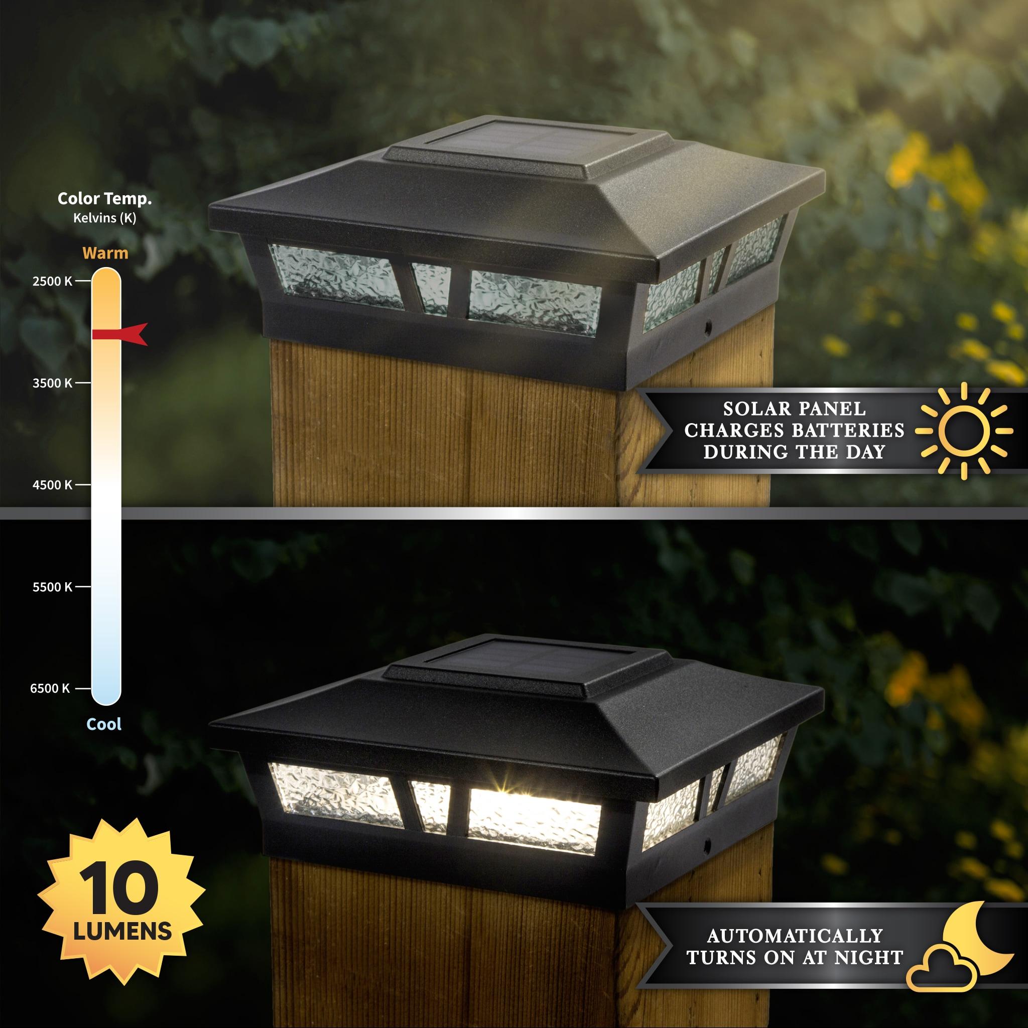 Classy Caps Oxford Solar Powered Integrated LED Aluminium Fence Post Cap Light 6 in. x 6 in. with Base Adapter Included