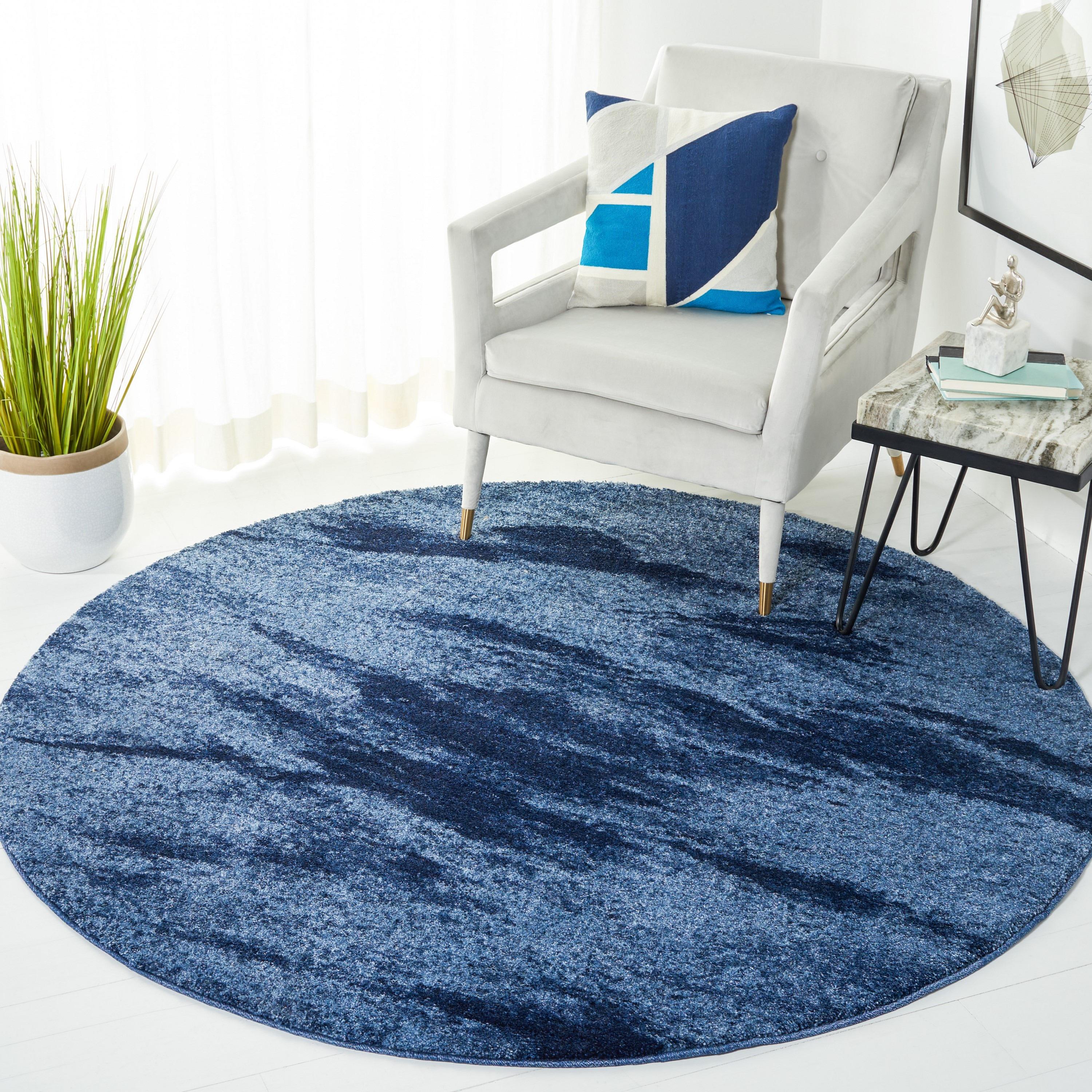 Retro RET2891 Power Loomed Indoor Area Rug - Light Blue/Blue - 6' round - Safavieh.