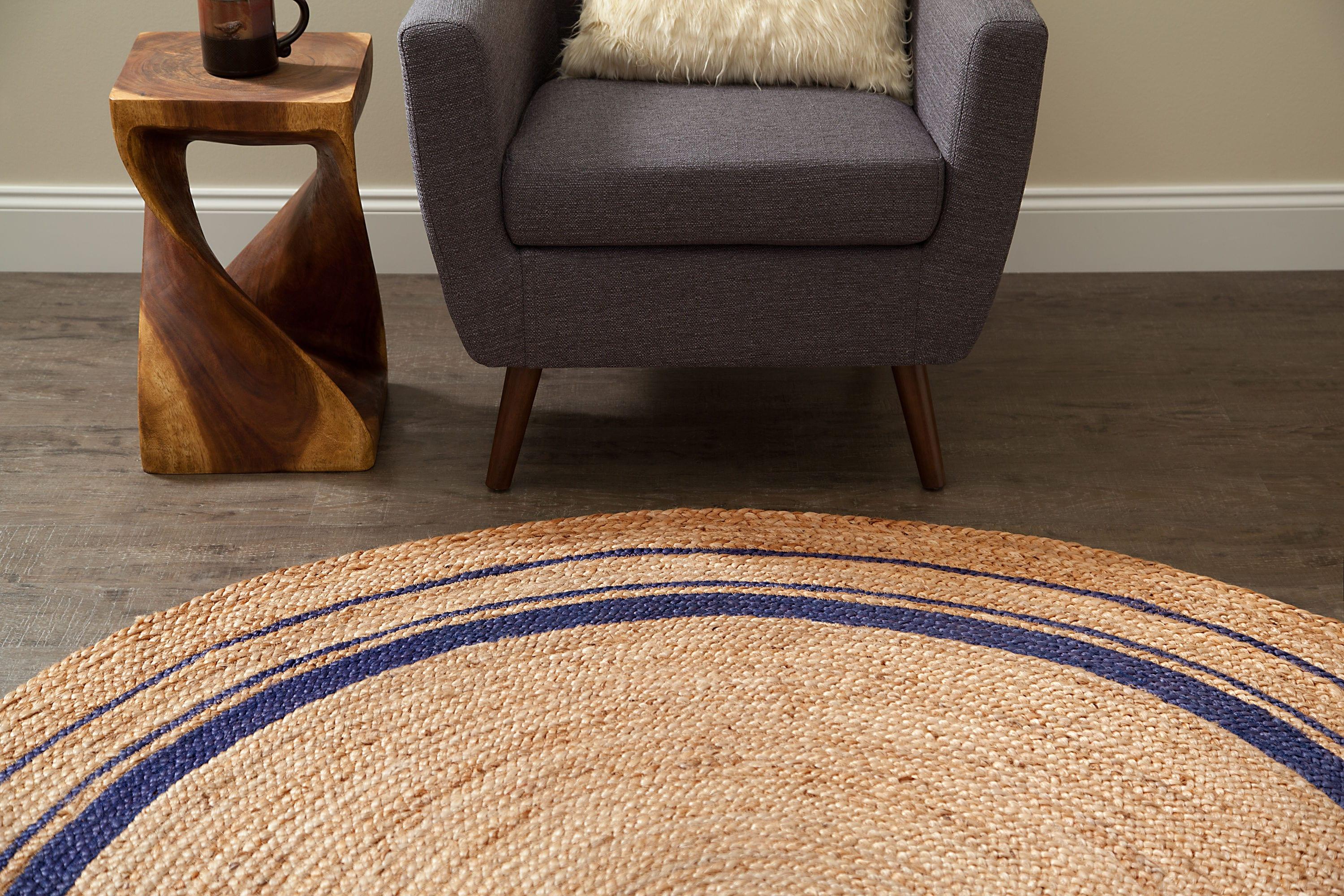 8' Round Beige/Midnight Kerala Area Rug Round - Anji Mountain