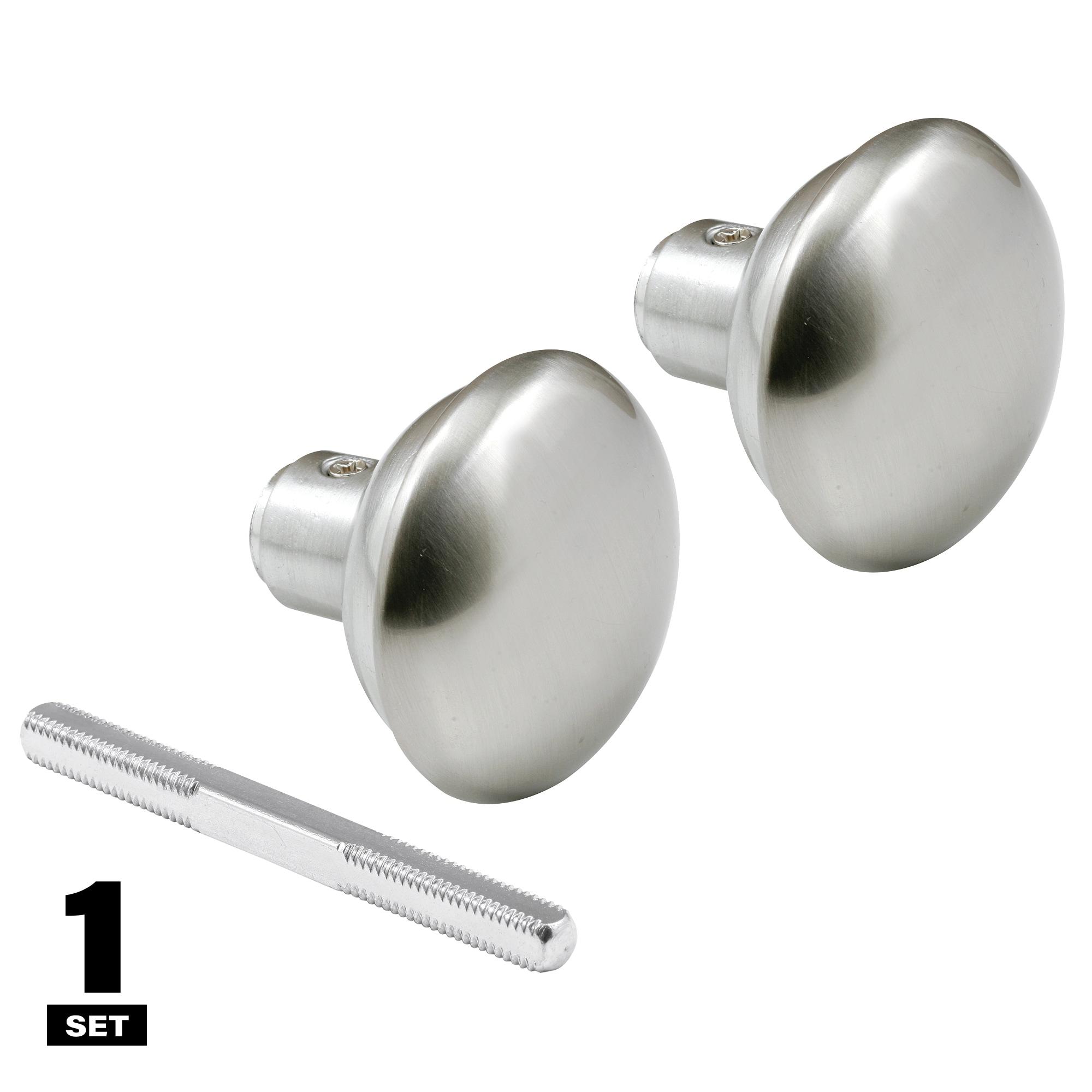 Solid Brass Vintage Door Knob Spindle Set, 2-1/4 In. Outside Diameter, Satin Nickel (Single Pack)
