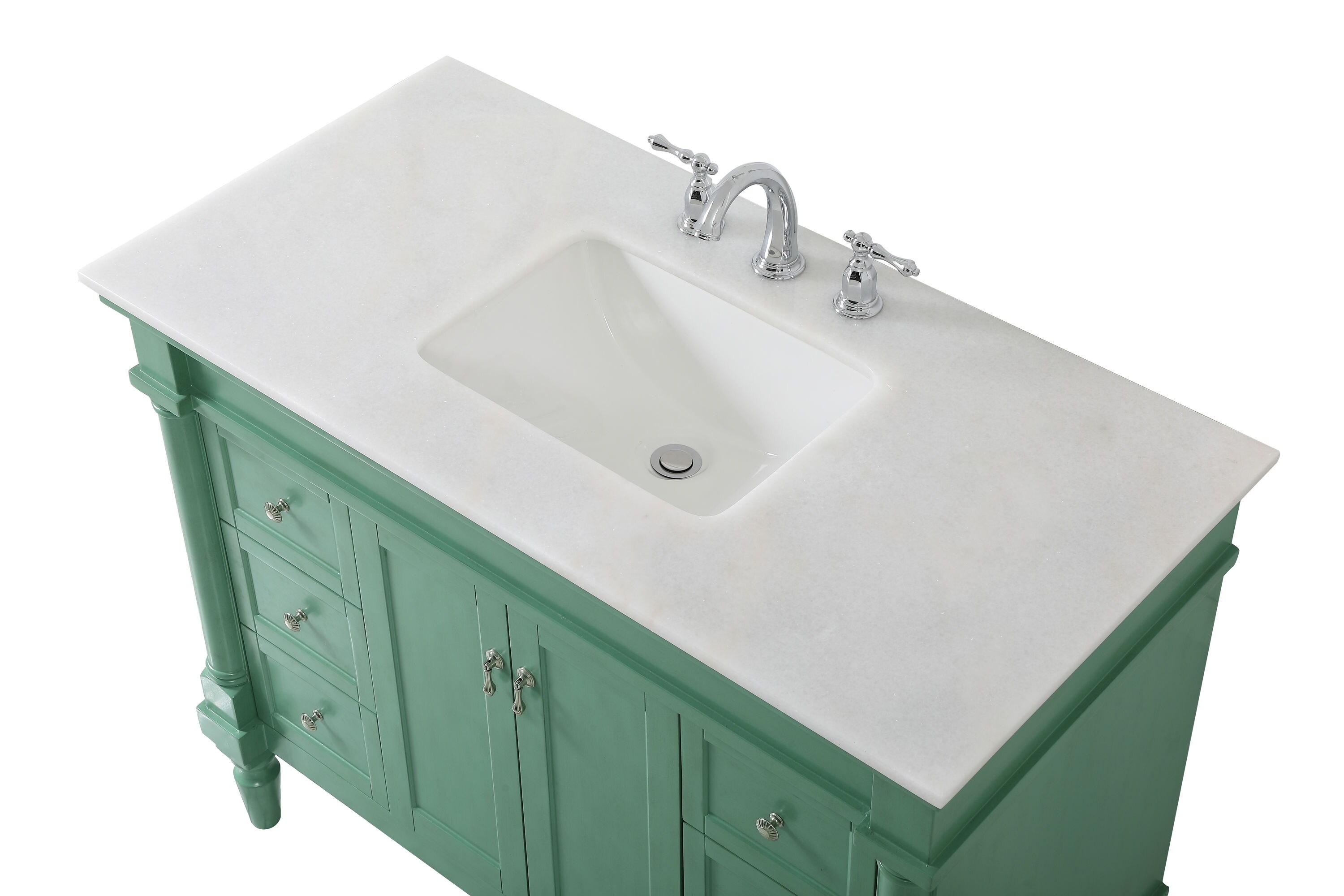 Elegant Decor Lexington 42" Solid Wood Single Bathroom Vanity in Vintage Mint
