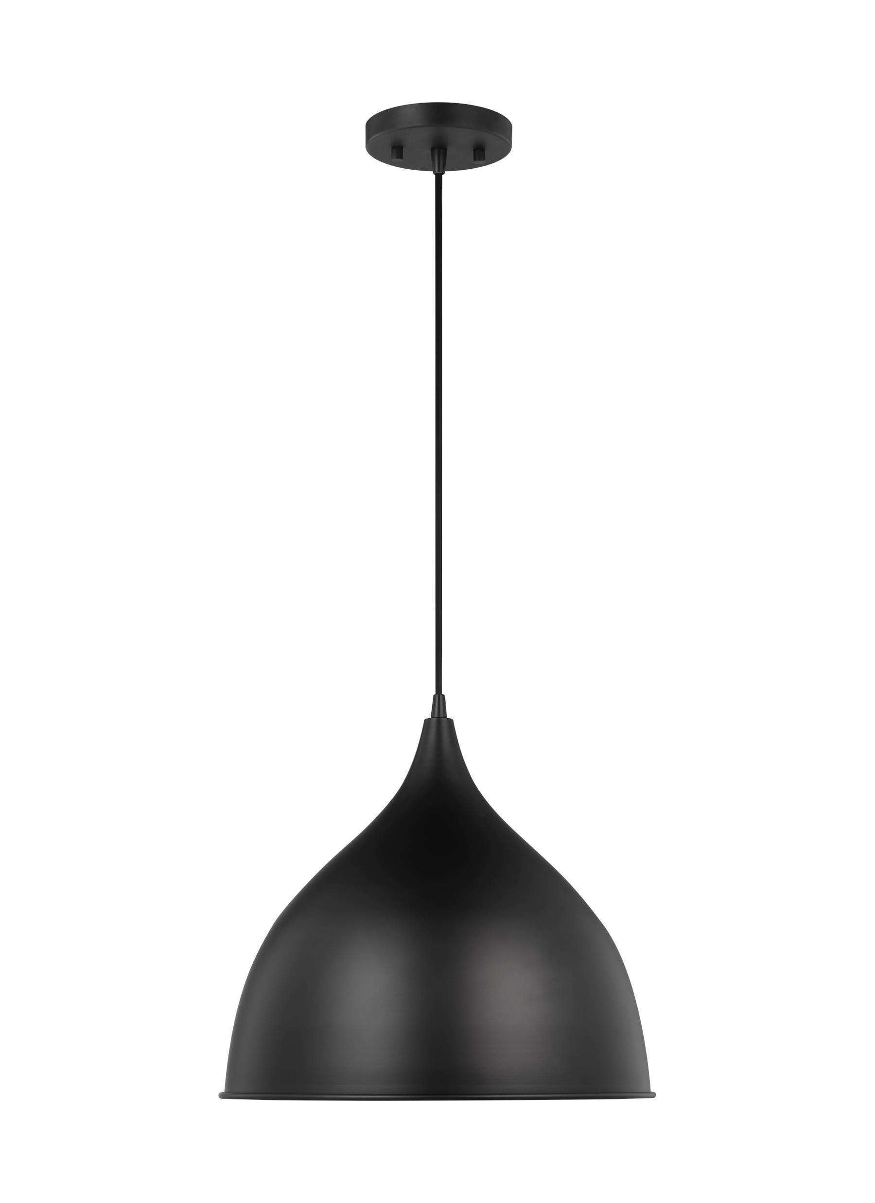 Grant Midnight Black Iron Bowl Pendant Light 14.13 in