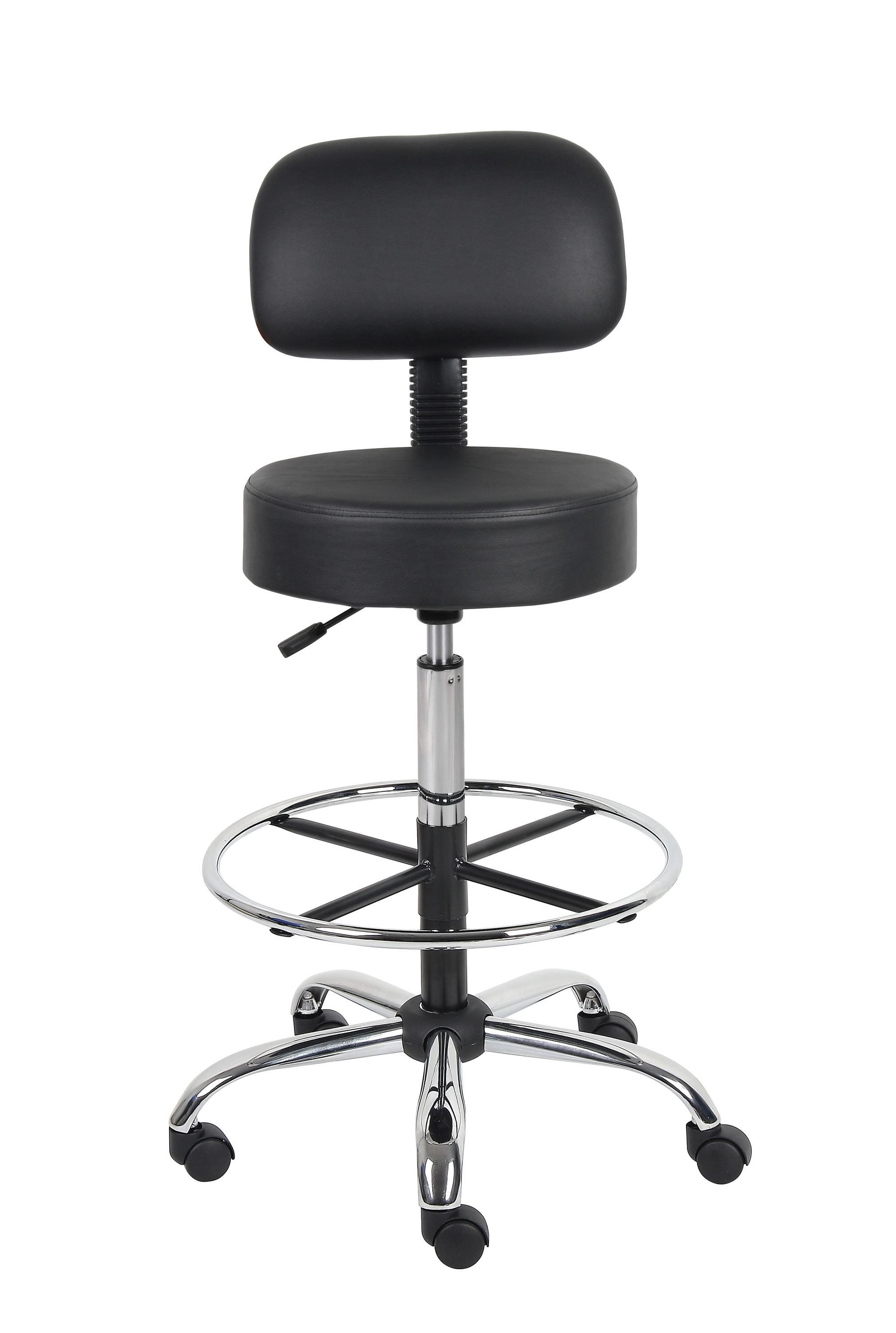 Boss Office Products Medical/Drafting Stool with Back Cushion Black: Adjustable Rolling Chair, Seat Cushion Office Chair