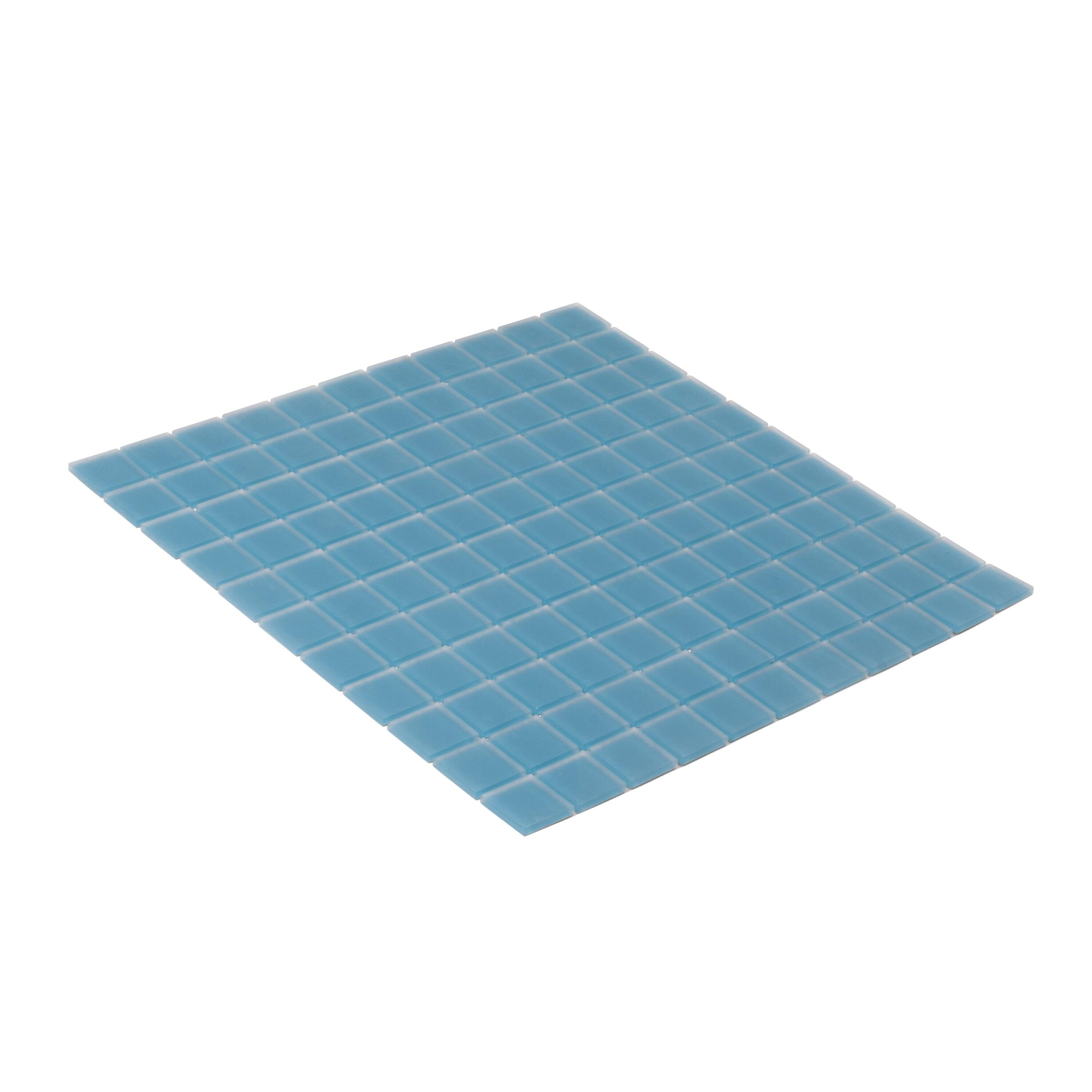 10 pack Cerulean Blue 11.8 in. x 11.8 in. 1X1 Matte Finished Glass Mosaic Floor and Wall Tile (9.67 Sq. ft./Case)