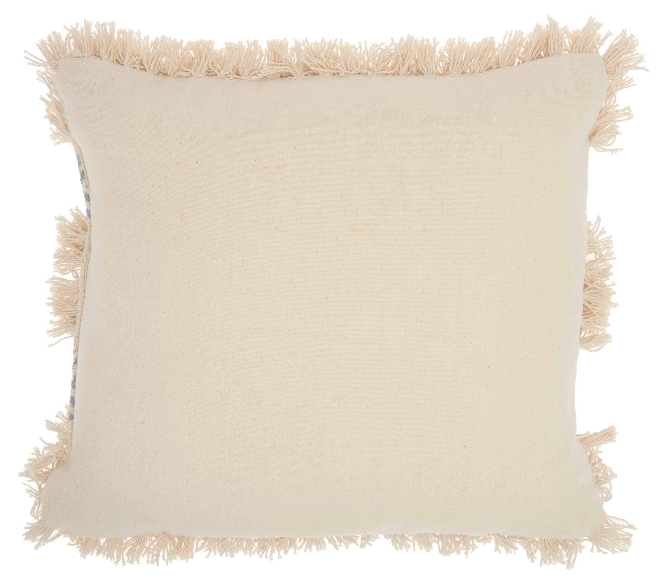 Mina Victory Life Styles Cotton Diamond Stripe Throw Pillow in Ocean Blue/Beige