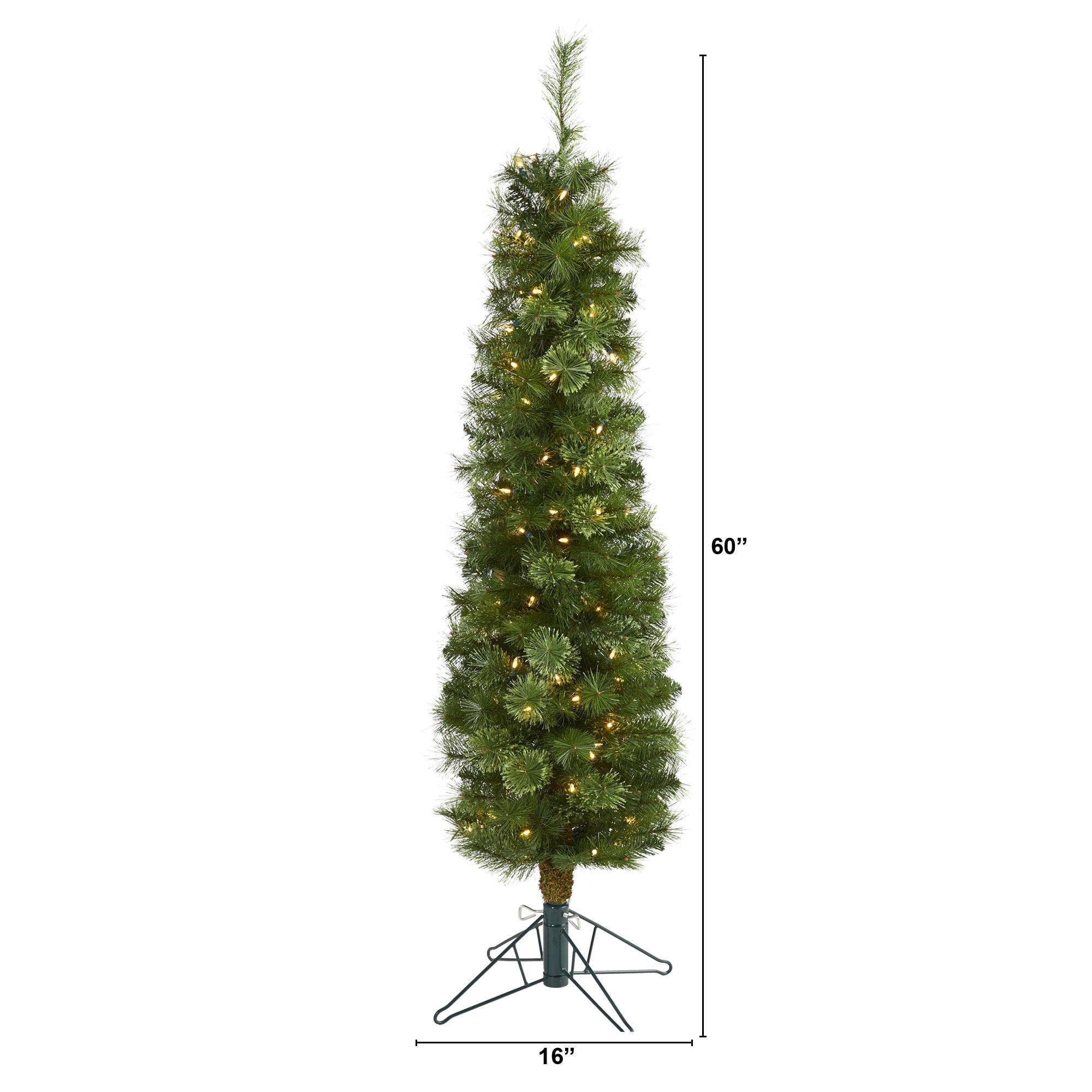 Nearly Natural 5' Green Pencil Prelit LED Multifunction Light Artificial Christmas Tree