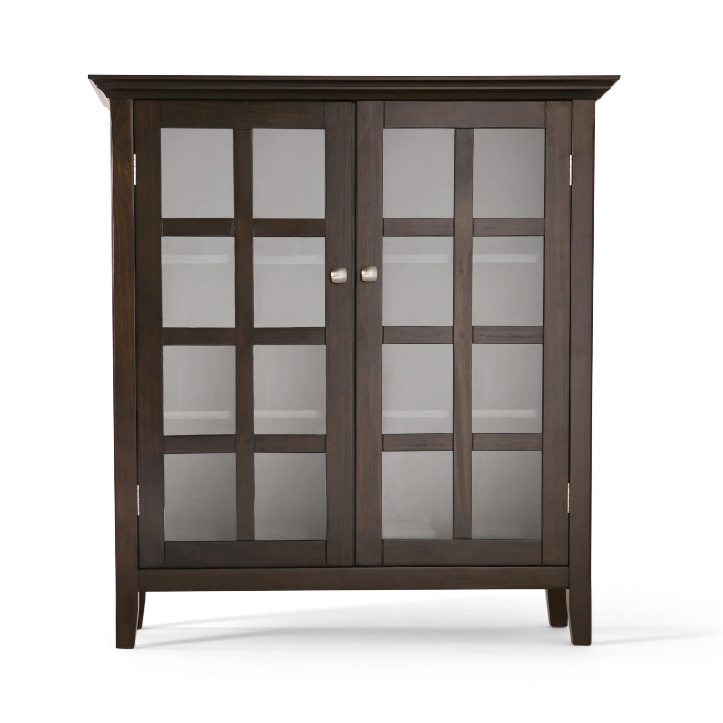 Simpli Home Acadian Wood 39" Transitional Medium Cabinet in Brunette Brown