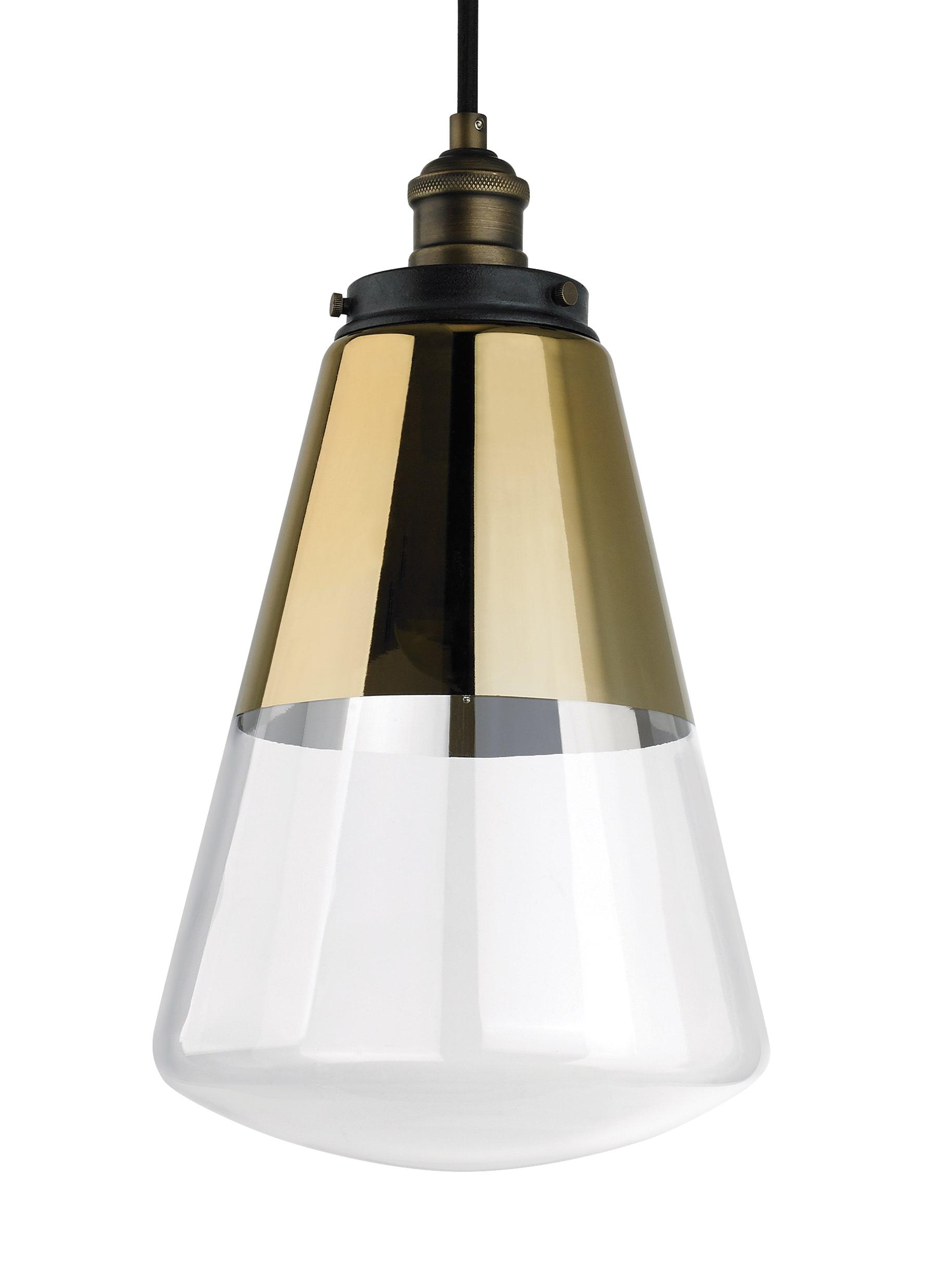 Gold and Clear Glass Brass Pendant Light