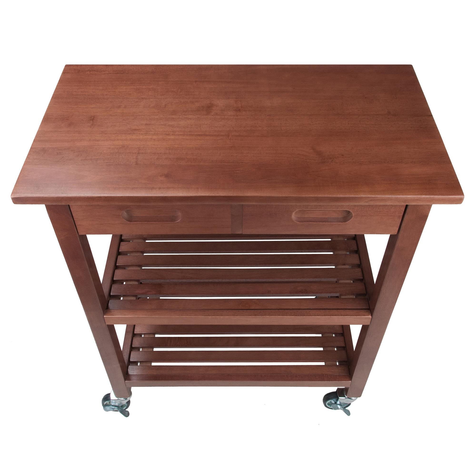 Jonathan Kitchen Cart Walnut - Winsome: Rolling Island with Storage, Wood Composite Surface