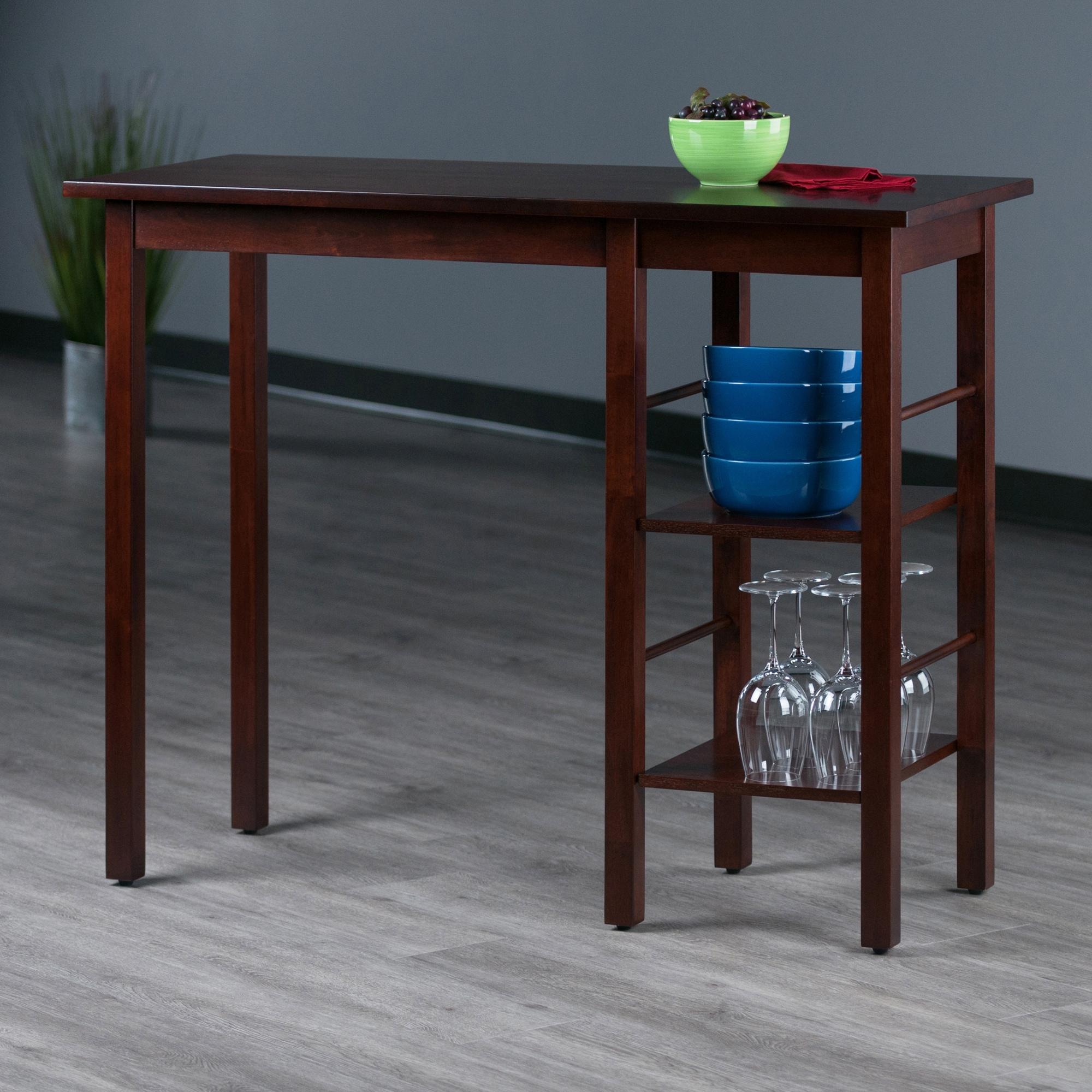 Dining Table Walnut - Winsome: Counter Height, Storage Base, Seats 4, Hardwood