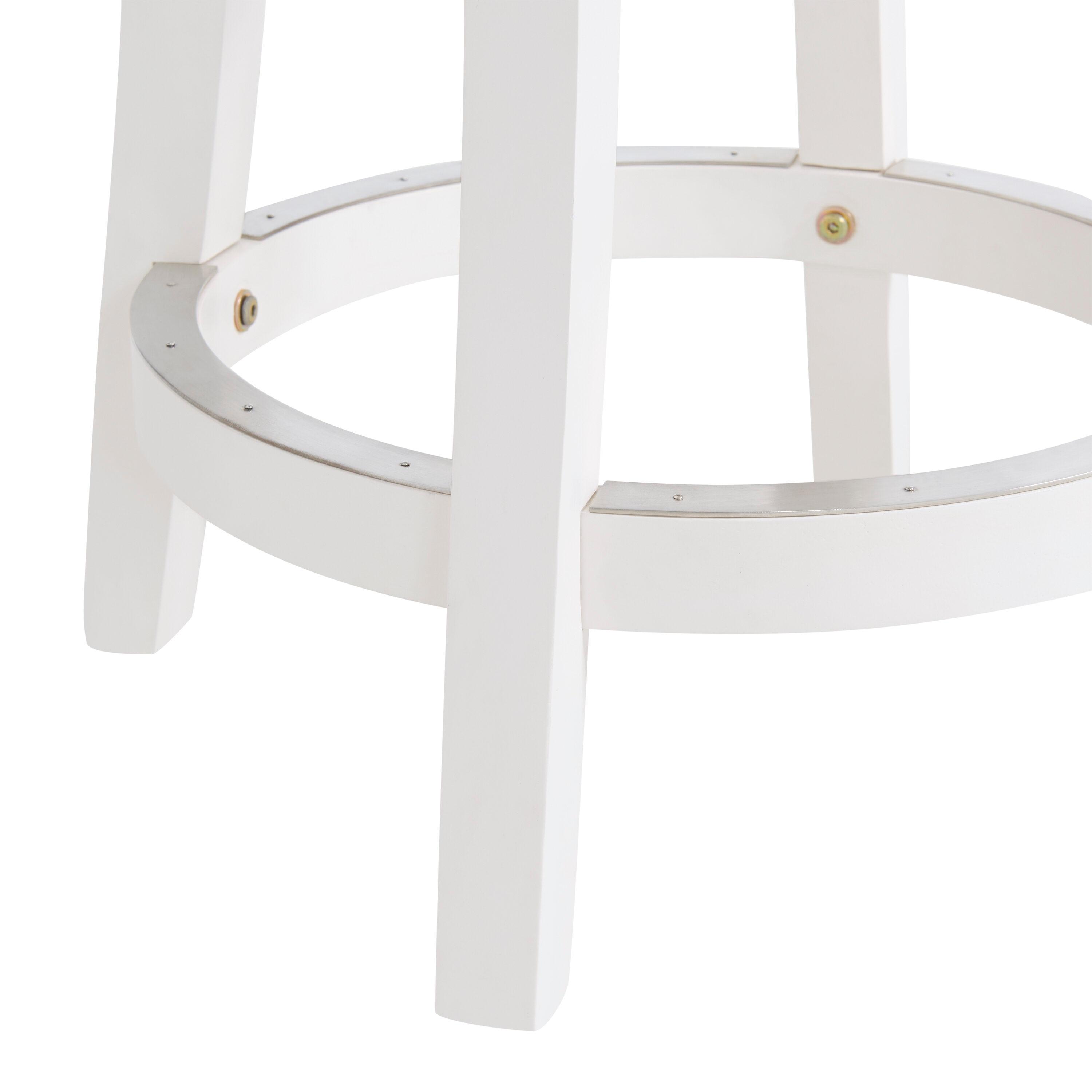 Set of 2 Ellie Counter Height Barstools White: Swivel, Upholstered, Rubberwood Frame - Alaterre Furniture