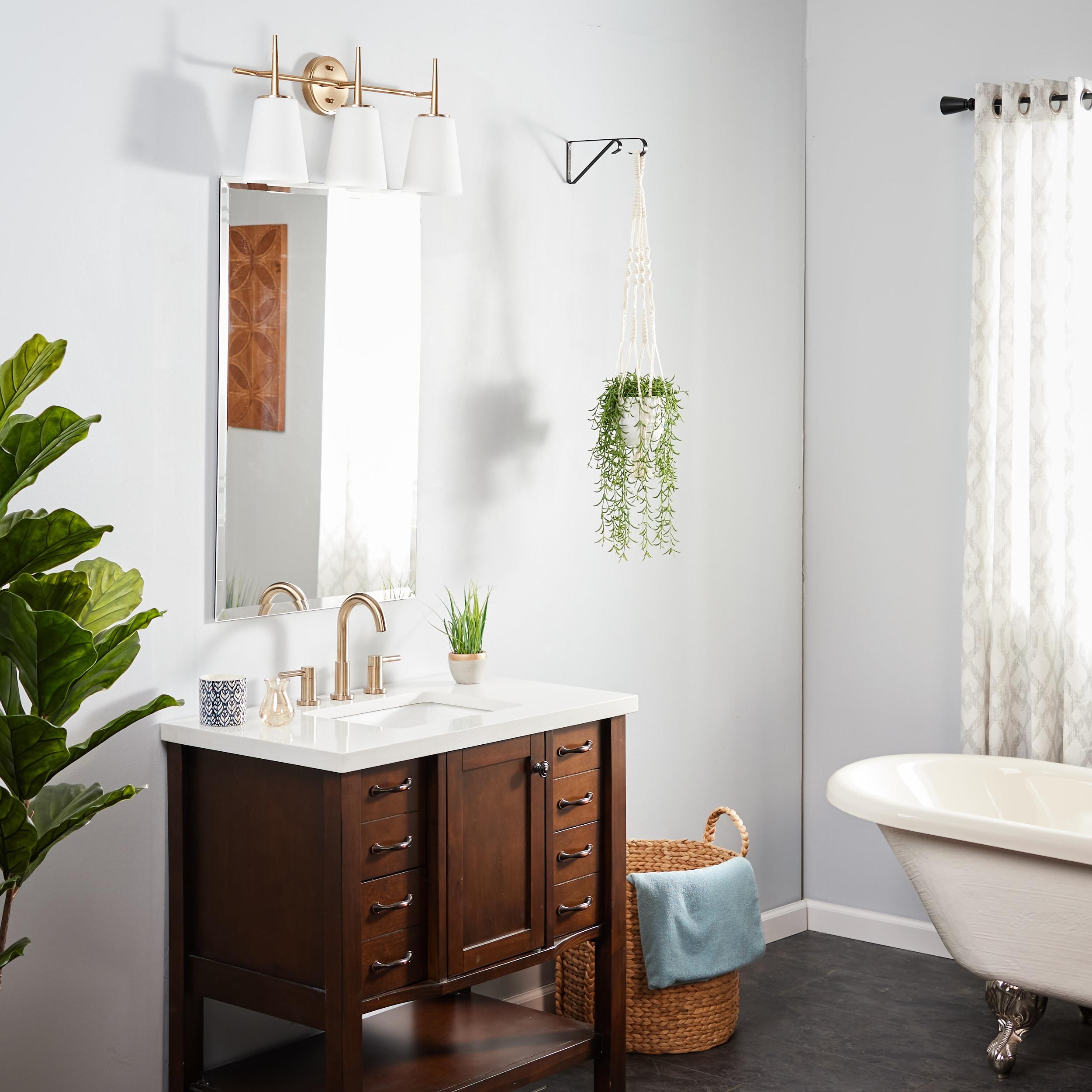 Driscoll Satin Brass 3-Light Wall Sconce with Opal Glass Shade