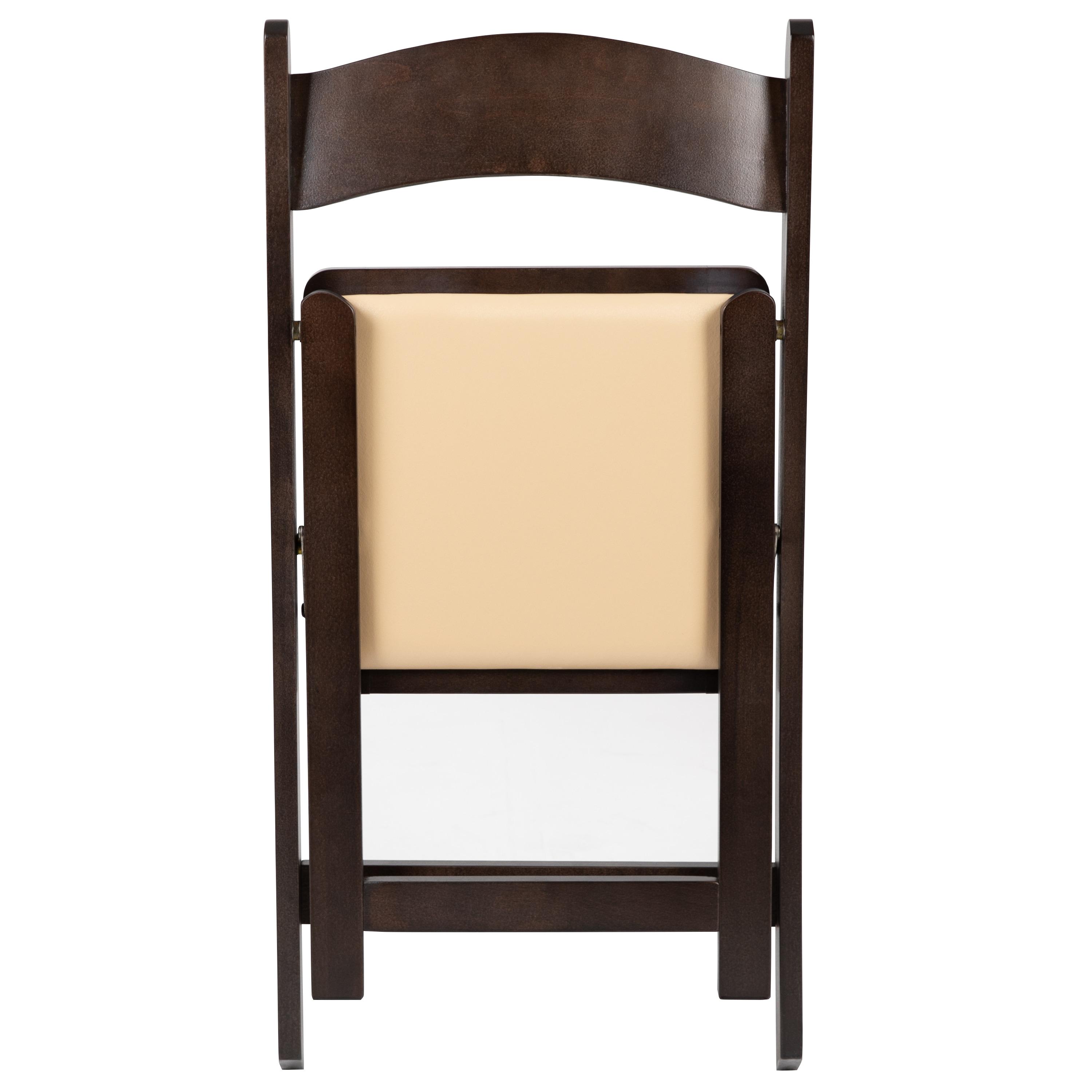 Flash Furniture HERCULES Series Chocolate Wood Folding Chair with Vinyl Padded Seat