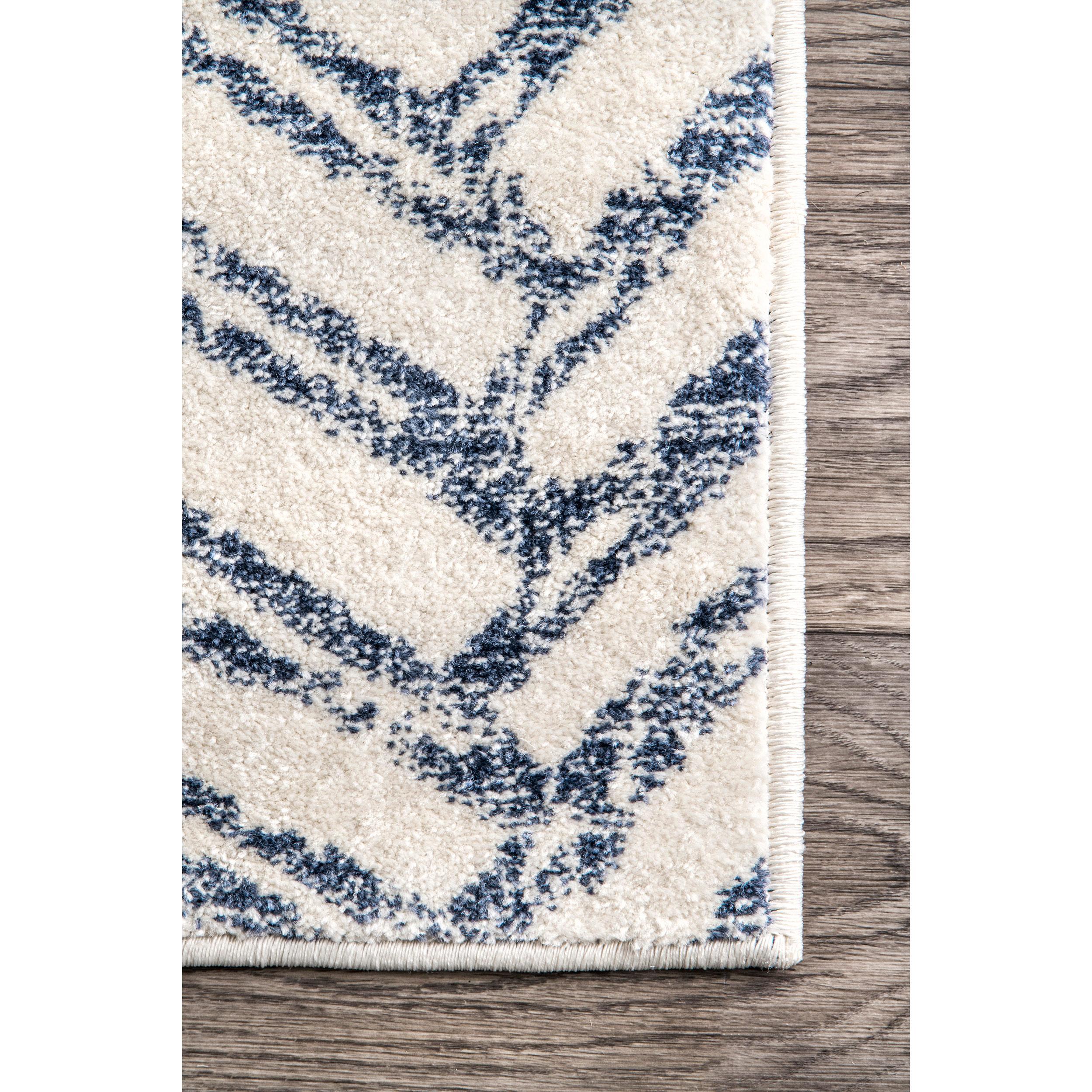 Nuloom Rosanne Chevron 2x8 Runner Indoor Area Rug for Living Room Bedroom Dining Room Entryway Hallway Kitchen, Blue/Ivory
