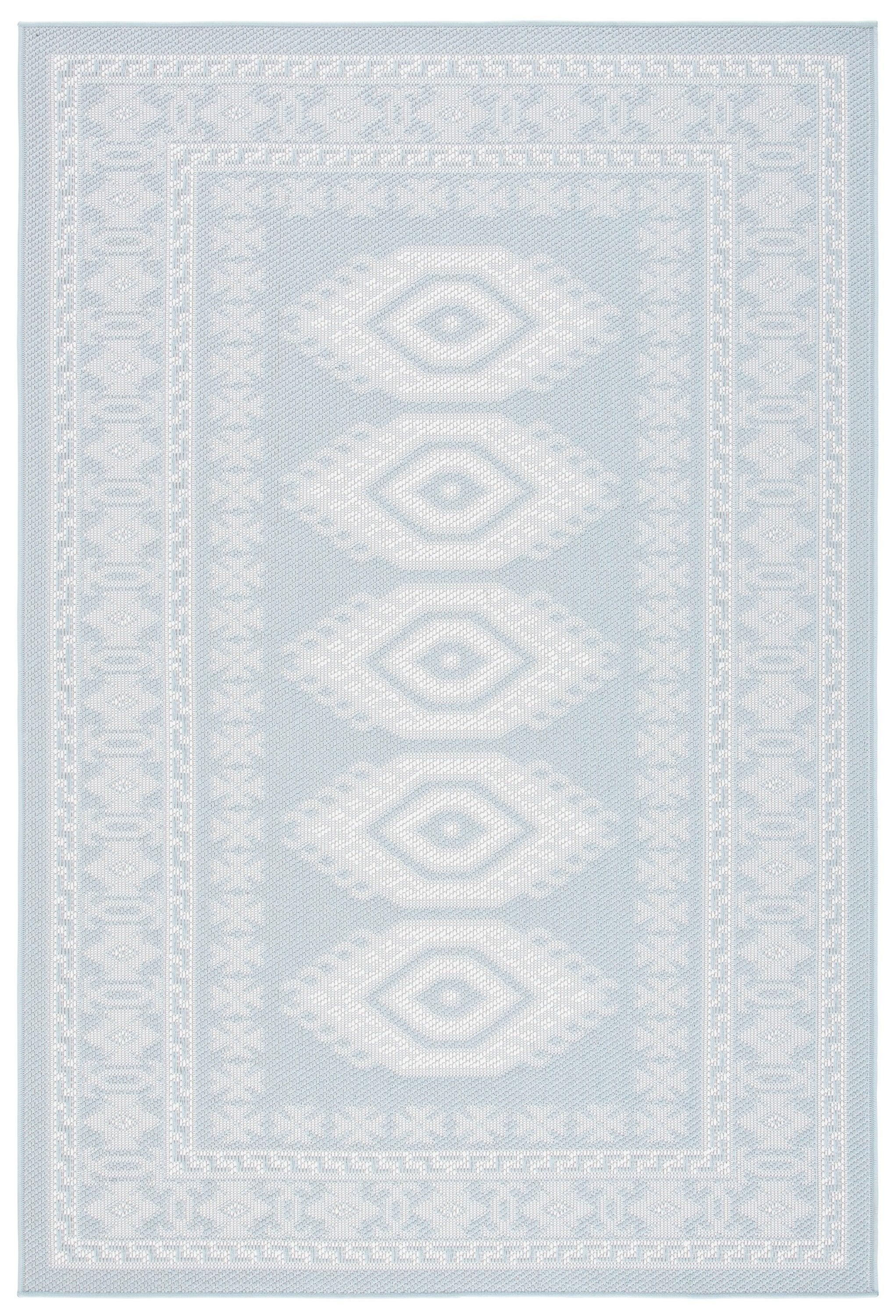 Martha Stewart Indoor Outdoor MSRO327 Power Loomed Area Rug - Aqua/Blue Ivory - 4'5"x6'5" - Safavieh.