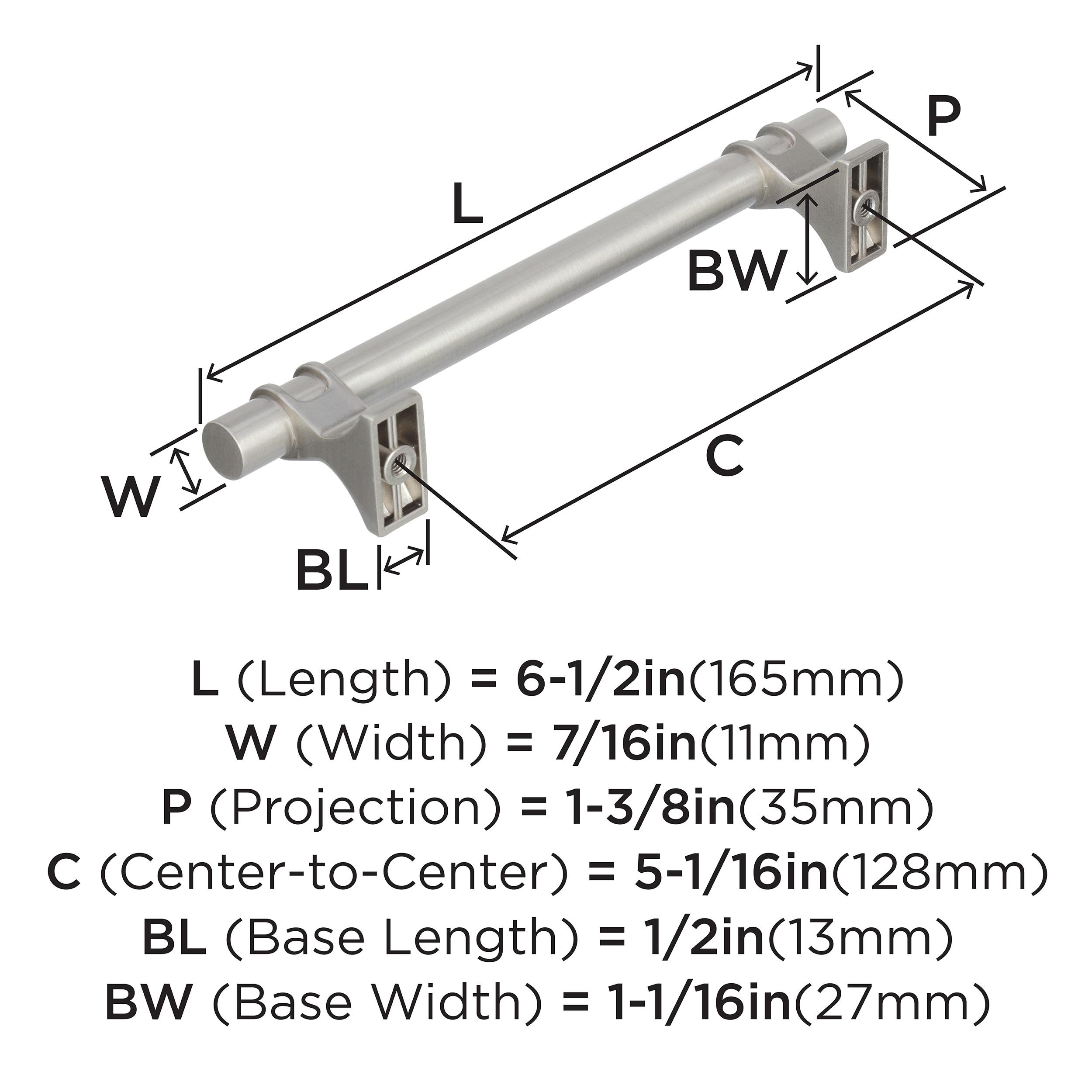 Amerock Davenport 5-1/16 inch (128mm) Center-to-Center Satin Nickel Cabinet Pull