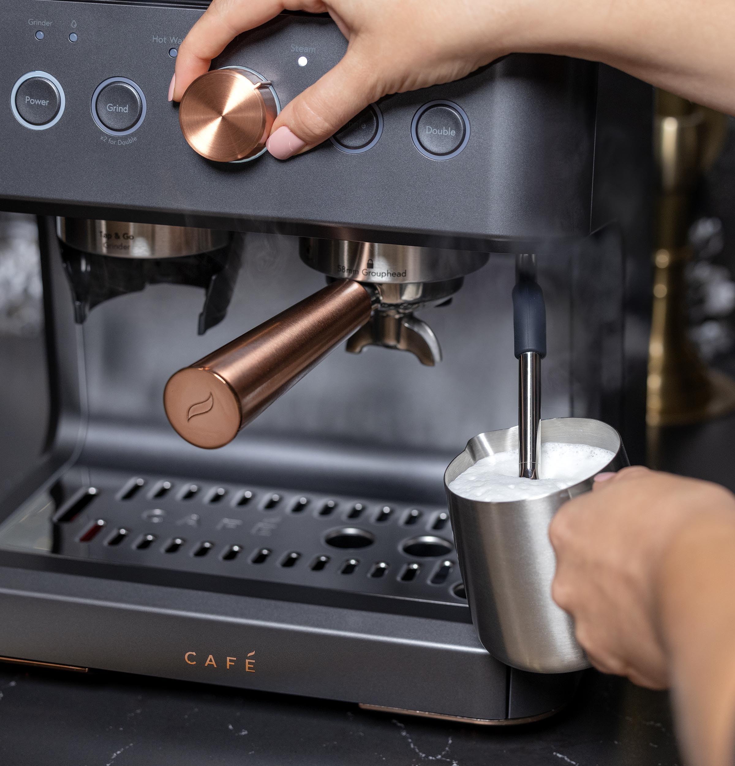 CAFE Bellissimo Semi-Automatic Espresso Machine + Frother Matte Black: GE Appliances, Espresso Maker with Grinder, 2.5L Capacity
