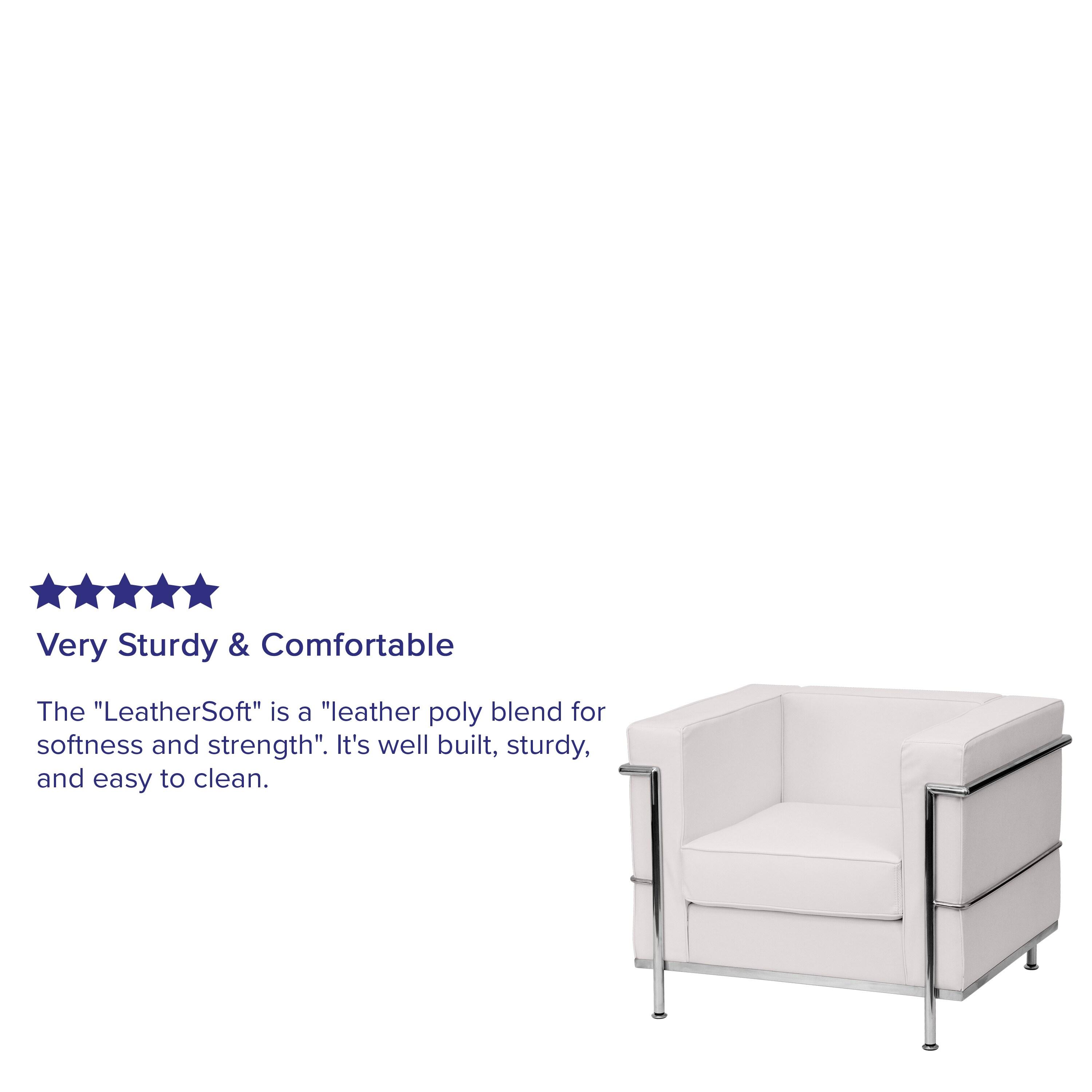 Flash Furniture HERCULES Regal Series Contemporary Melrose White LeatherSoft Chair with Encasing Frame