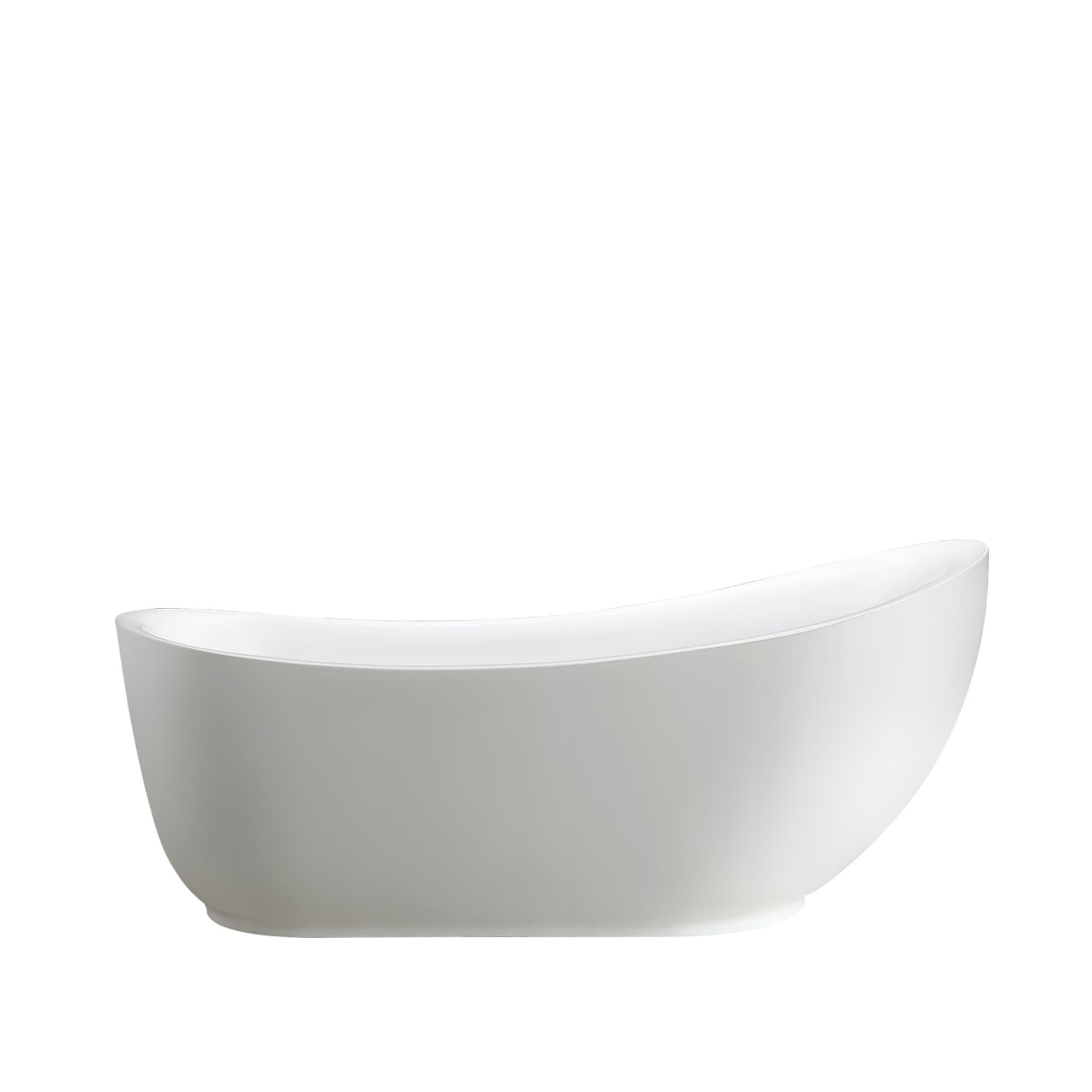 Vanity Art 71" x 34" Acrylic Freestanding Bathtub Contemporary Soaking Tub with Overflow and Pop-Up Drain, VA6512-L