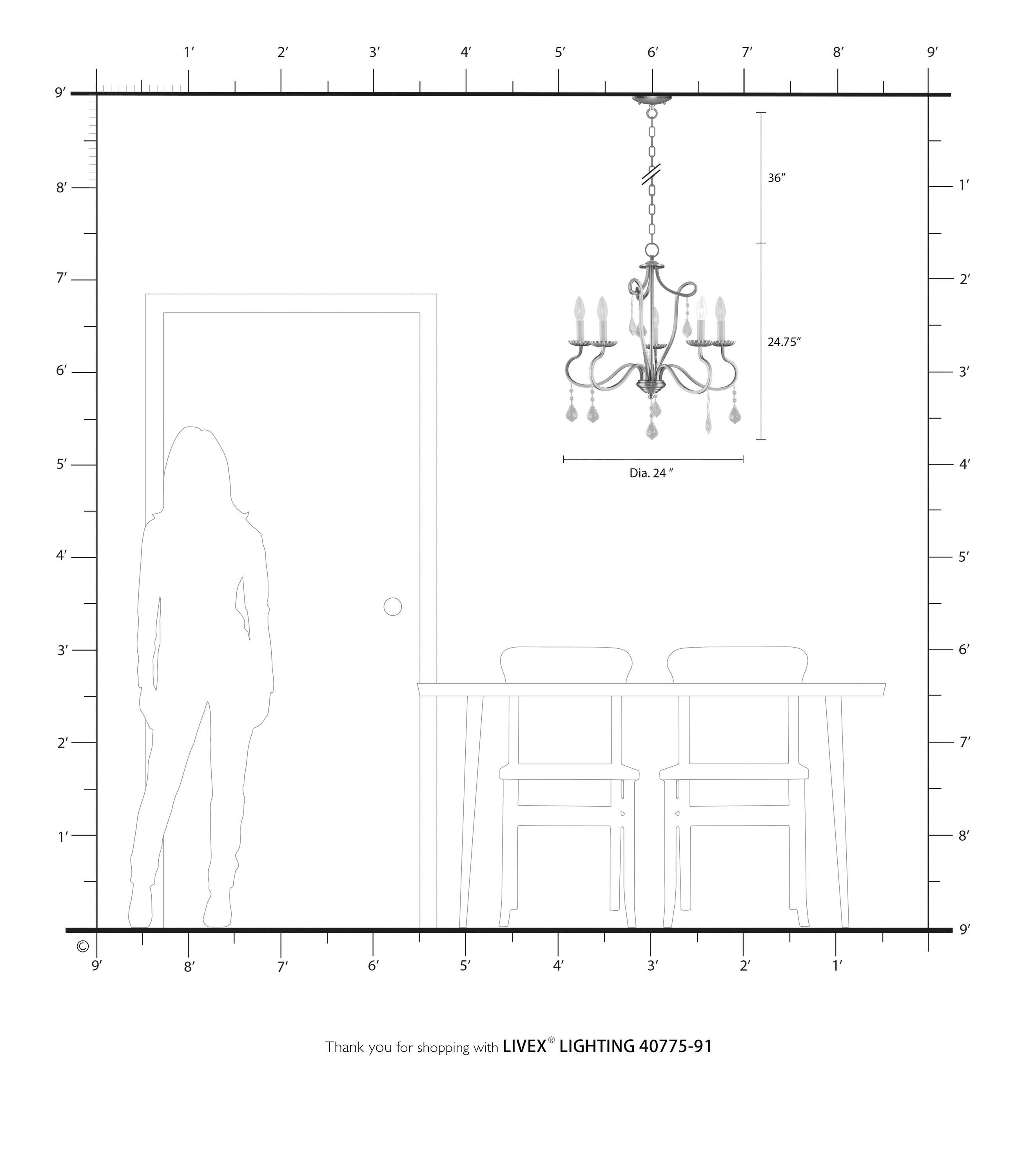 Livex Lighting Callisto 5 - Light Chandelier in  Brushed Nickel