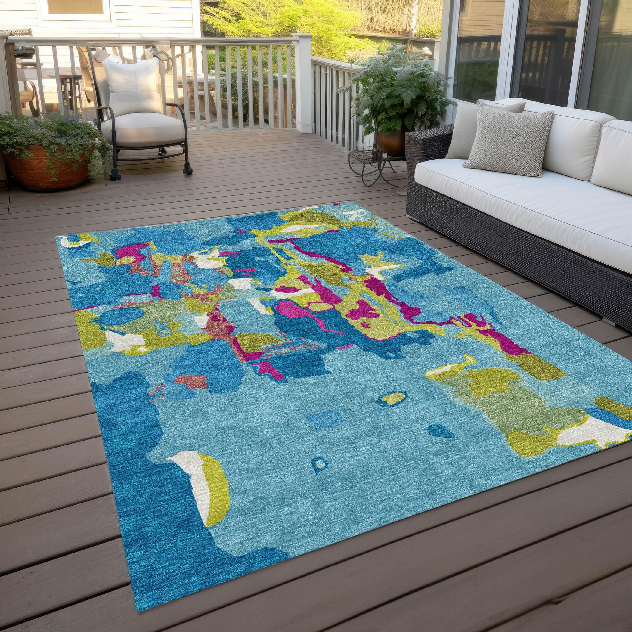 Turquoise Machine Washable Indoor/Outdoor Area Rug ACN1028