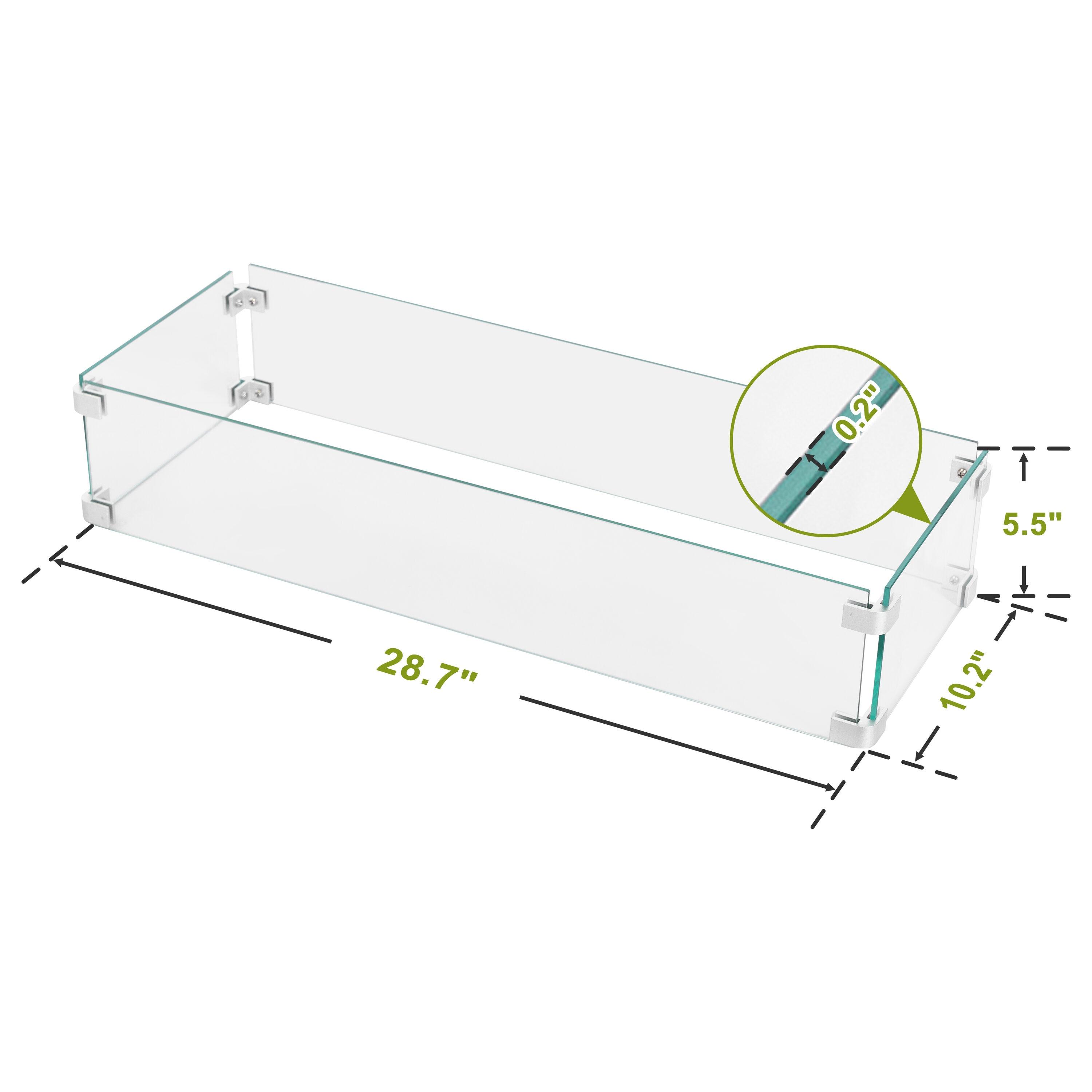 NUU GARDEN Glass Wind Guard For Fire Pit Table, Tempered Glass Heat Resistance