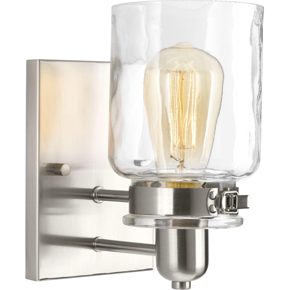 Progress Lighting Calhoun Collection 1-Light Bath & Vanity Wall Light, Brushed Nickel, Clear Glass Shade