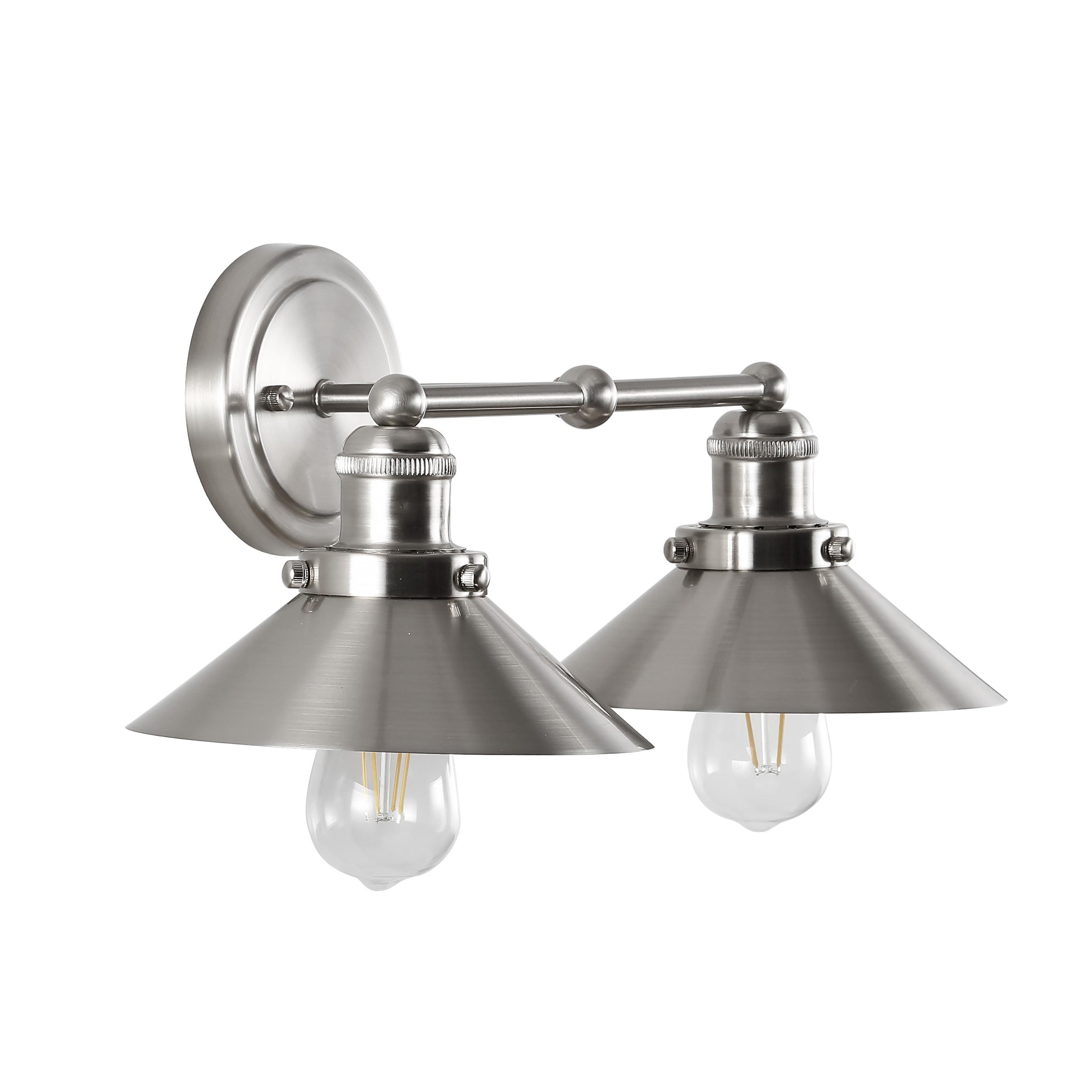 July 17.5 in. 2-Light Nickel Metal Vanity Light