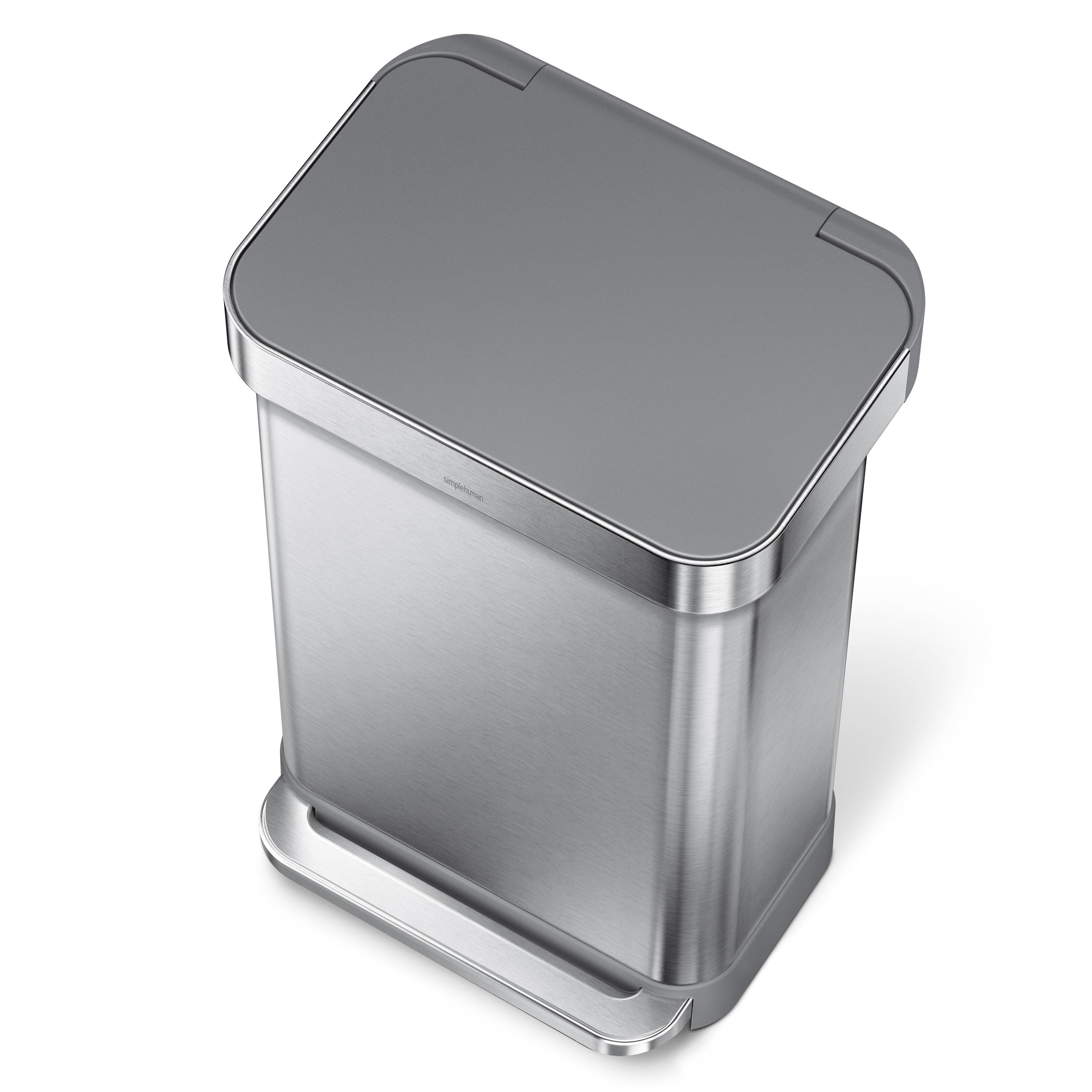 Simplehuman 45 Liter/ 12 Gallon Liter Kitchen Step Trash Can, Brushed Stainless Steel & Plastic Lid